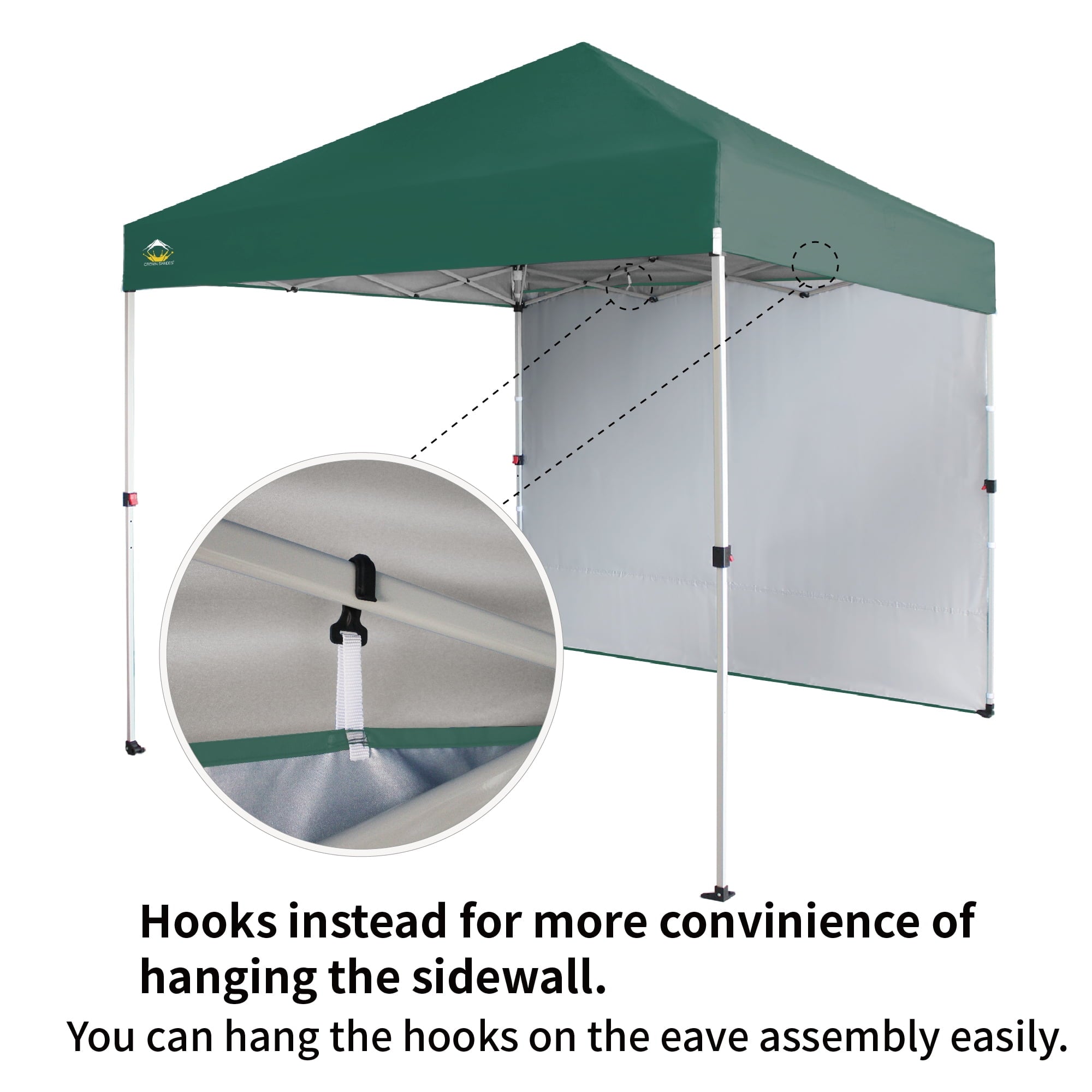 CROWN SHADES 10'x10' Instant Canopy Tent with 1 Sidewall with One Push Setup Sun Shelter for Events Parties Sky Blue