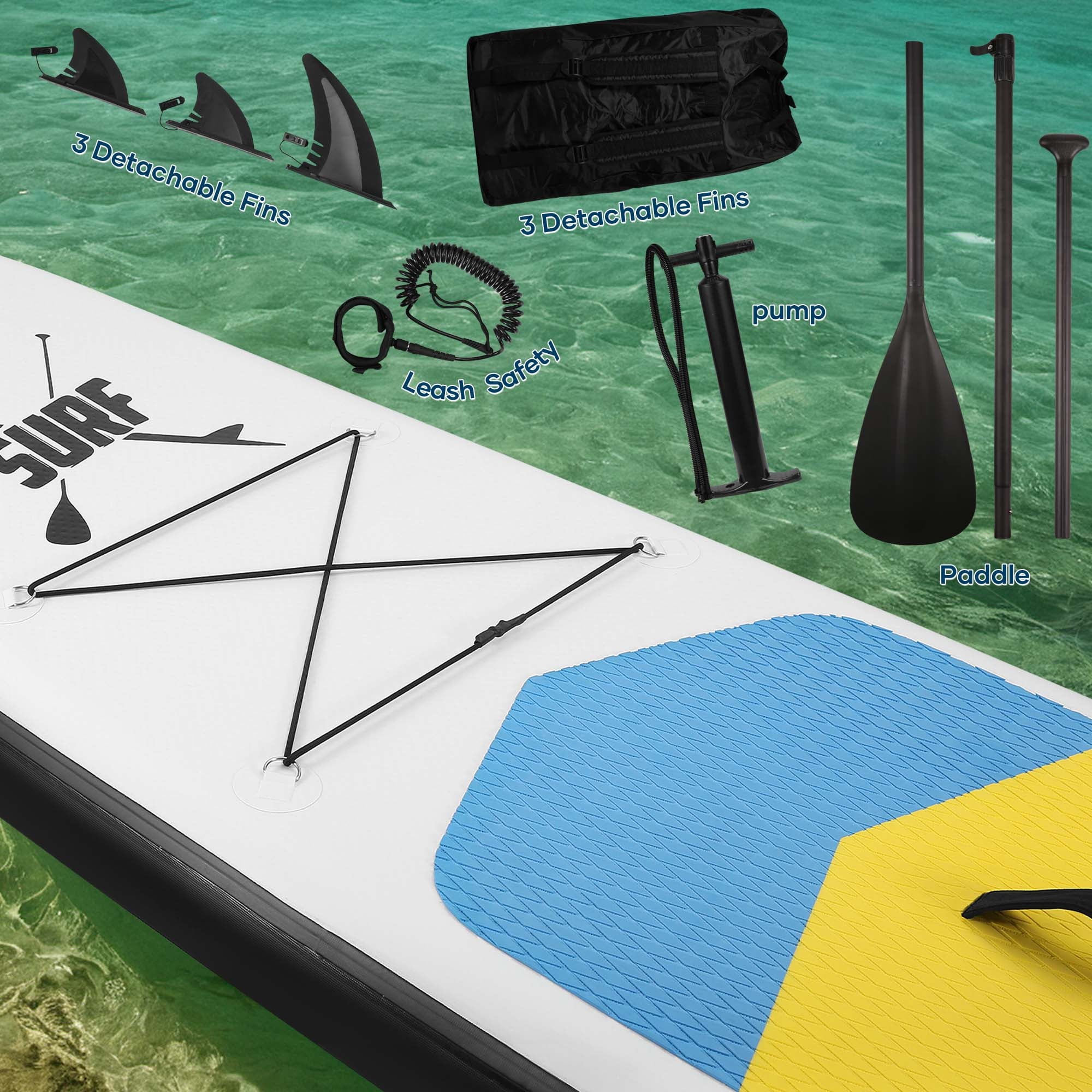 Naipo 10FT Inflatable Paddle Board Stand Up Paddle Board SUP Board with 120x30x6 for Youth & Adults Summer