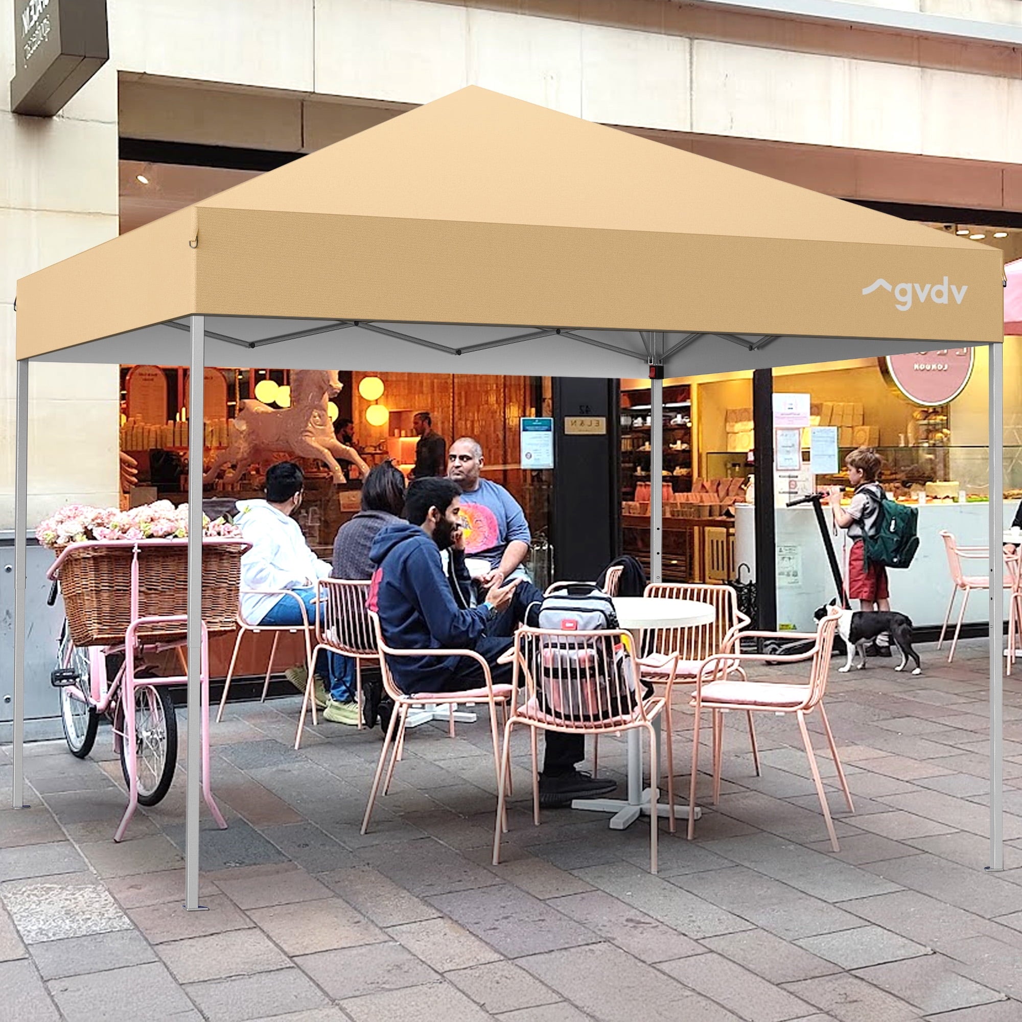 GVDV Canopy Tent, 10x10 ft Easy Pop up Outdoor Canopy Tent, Portable Straight Leg Gazebo Instant Canopy, Blue