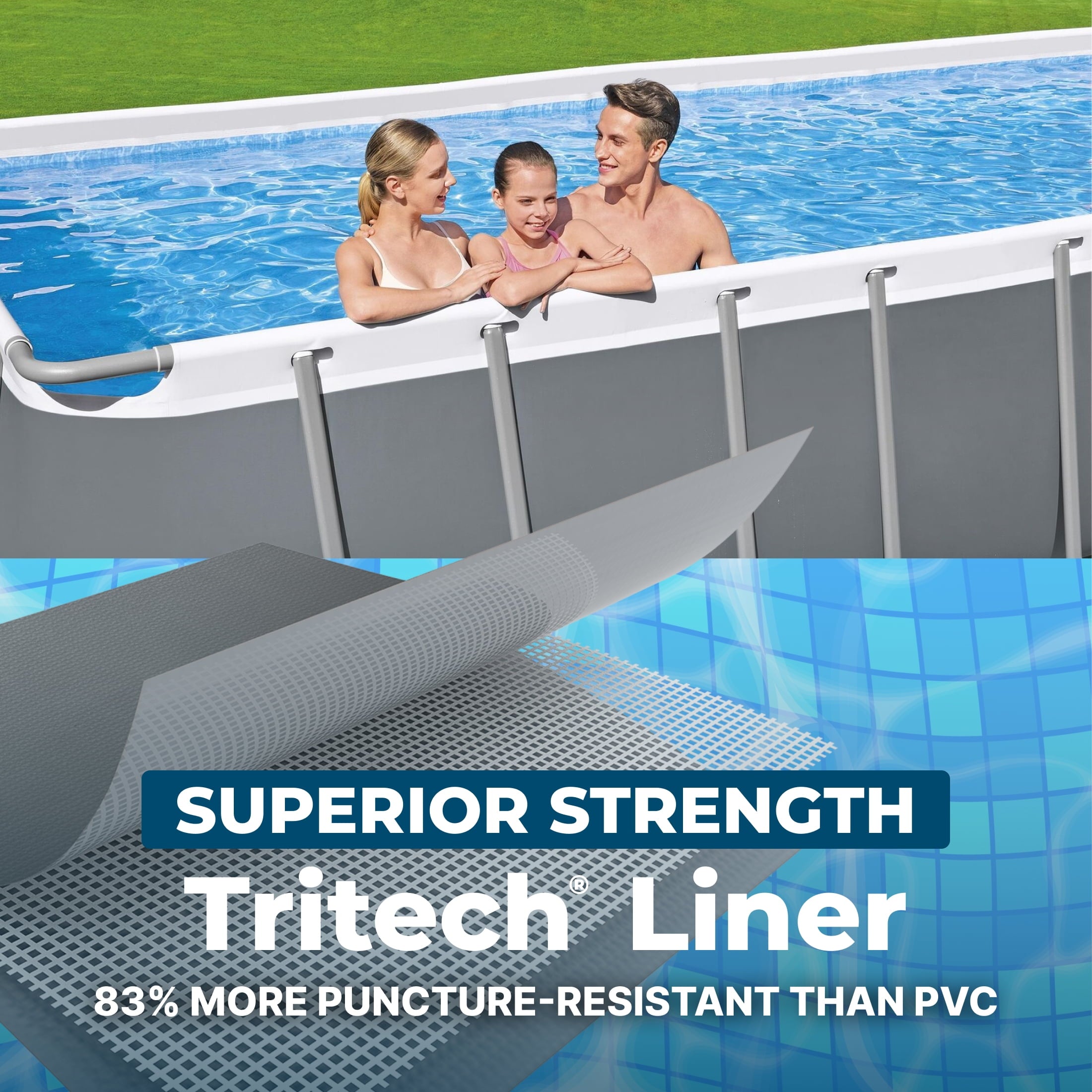 Bestway Power Steel 24’ x 12' x 52” Metal Frame Above Ground Pool, Gray