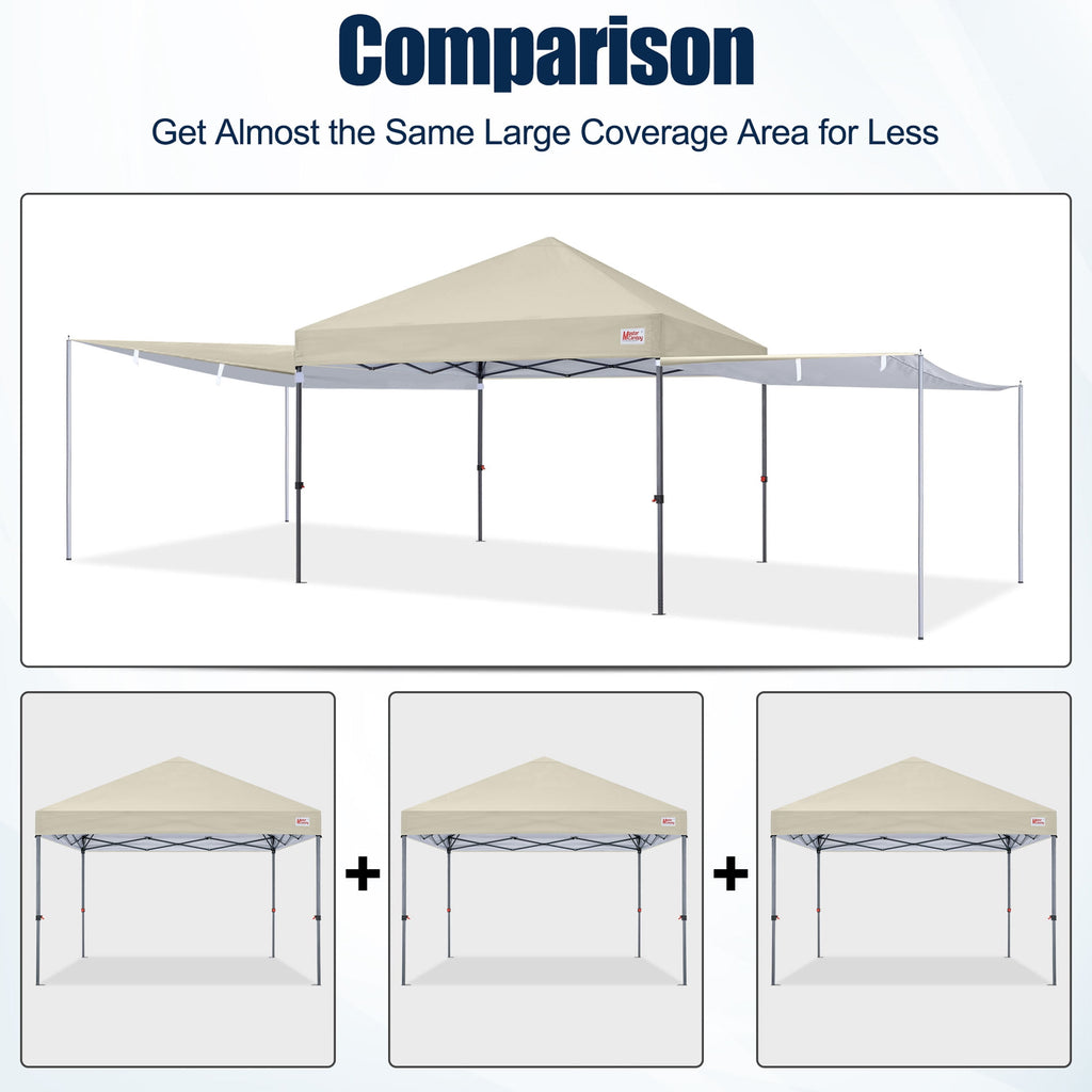 MASTERCANOPY 10 x 10ft Pop-up Canopy Tent with 2 Detachable Side Shades, White