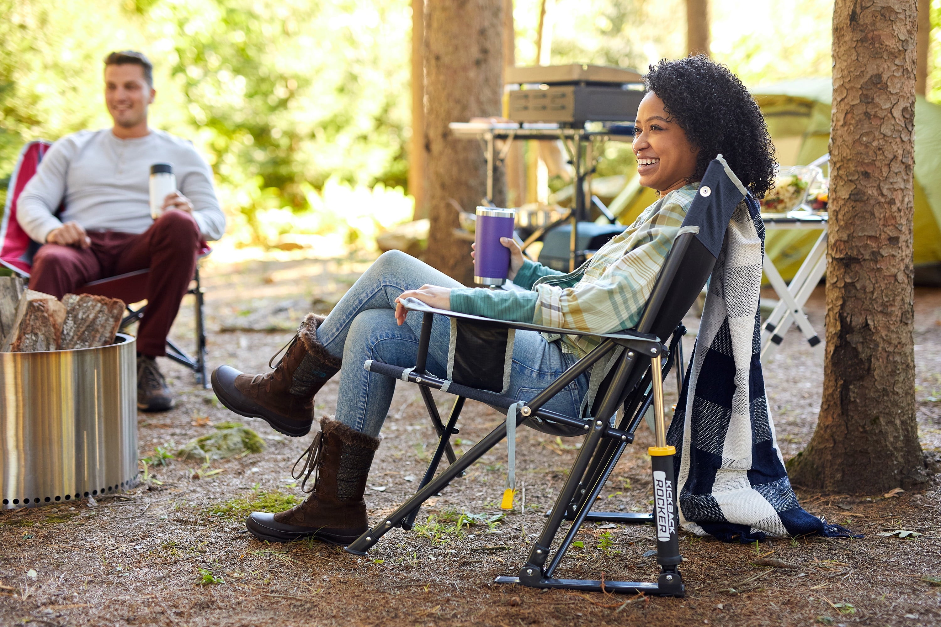 GCI Outdoor Kickback Rocker Low Profile Rocking Camp Chair, Summer Floral