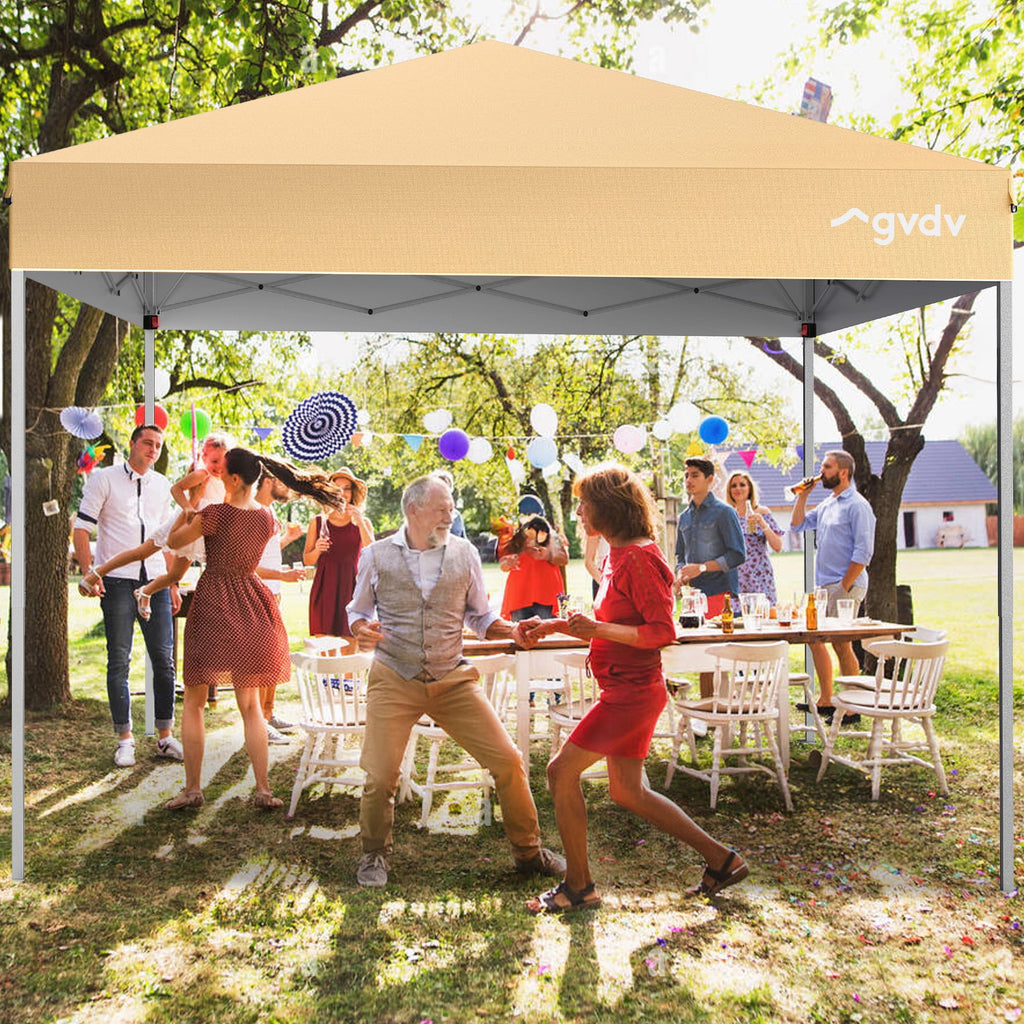 GVDV Canopy Tent, 10x10 ft Easy Pop up Outdoor Canopy Tent, Portable Straight Leg Gazebo Instant Canopy, Blue