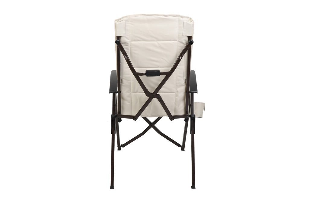 Ozark Trail Glamp High Back Reclining Lounge Chair with Adjustable Armrests, Creme