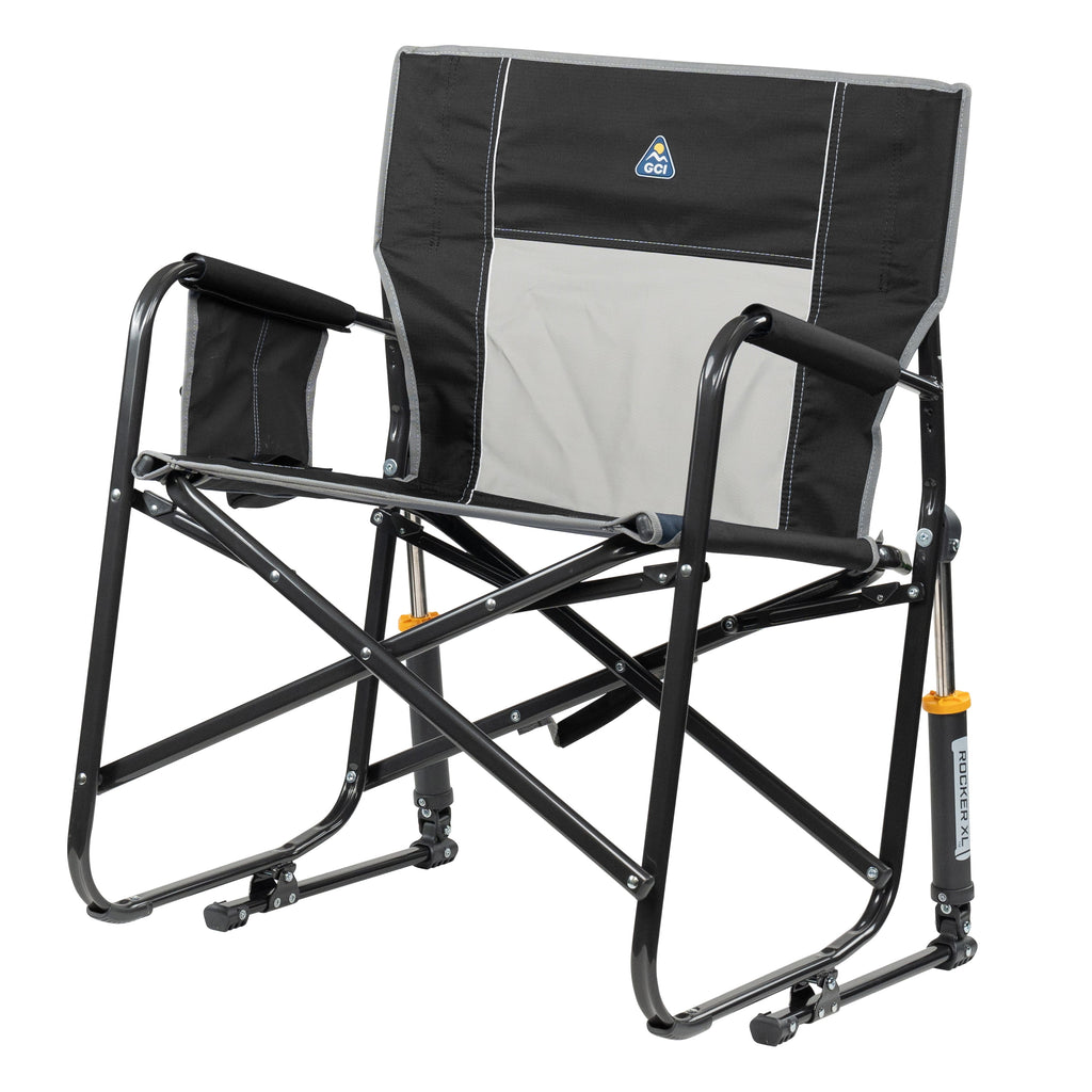 GCI Outdoor Freestyle Rocker XL Oversized Foldable Rocking Camp Chair, Pewter