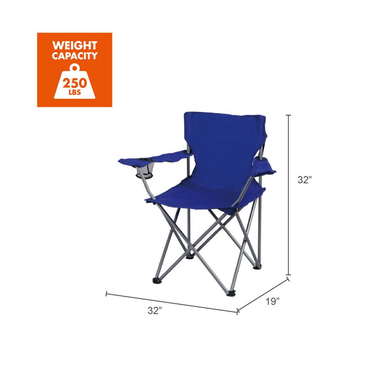 Ozark Trail Quad Folding Camp Chair with Cup Holder, Black