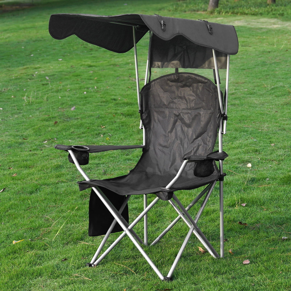 VTOY Camping Chair with Canopy Portable Canopy Camping Chairs with Shade for Outside Folding Beach Chairs with Shade for Adults(Olive Green)