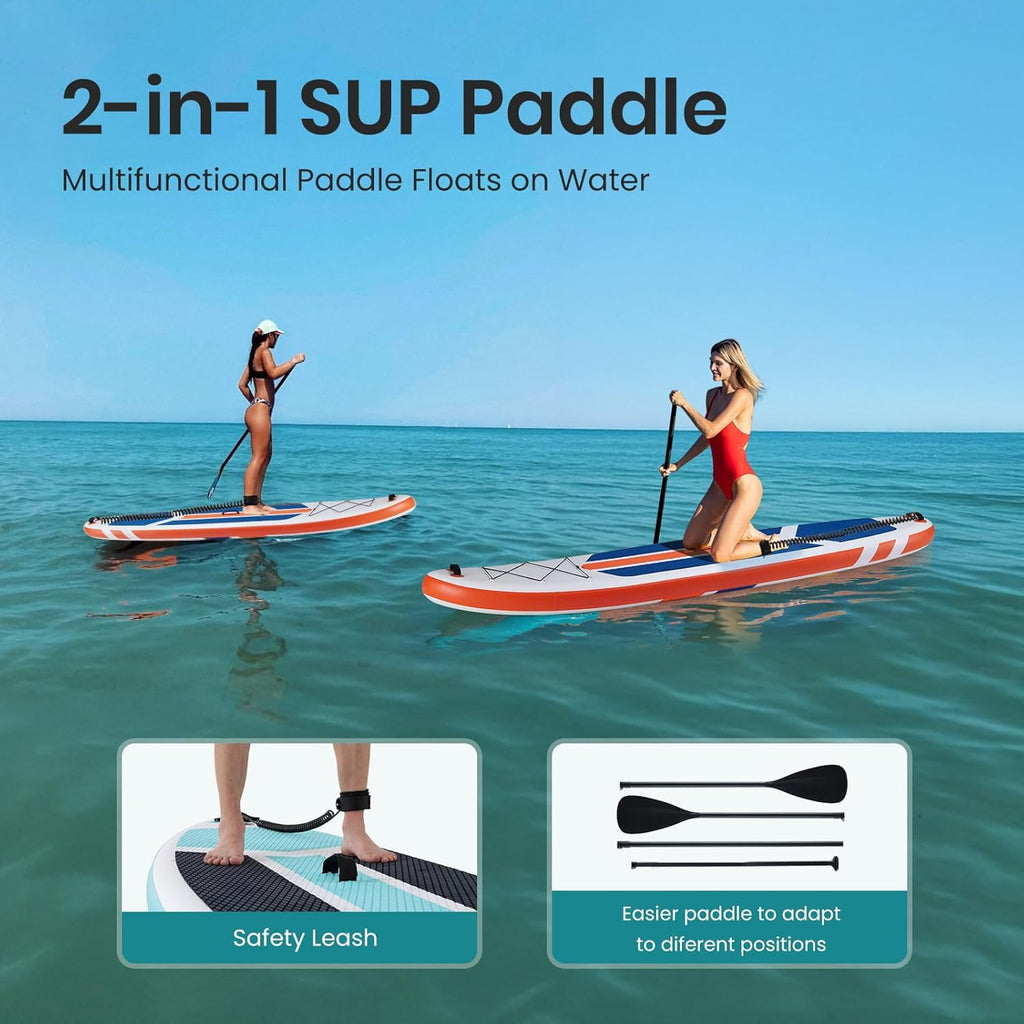 CONCETTA Inflatable Paddle Board,Equipped With SUP Paddle Board Accessories, The Non-slip EVA Deck Design Restarts The Surfboard,Surfboard for Youth&Adults of All Skill Levels，Brown Green
