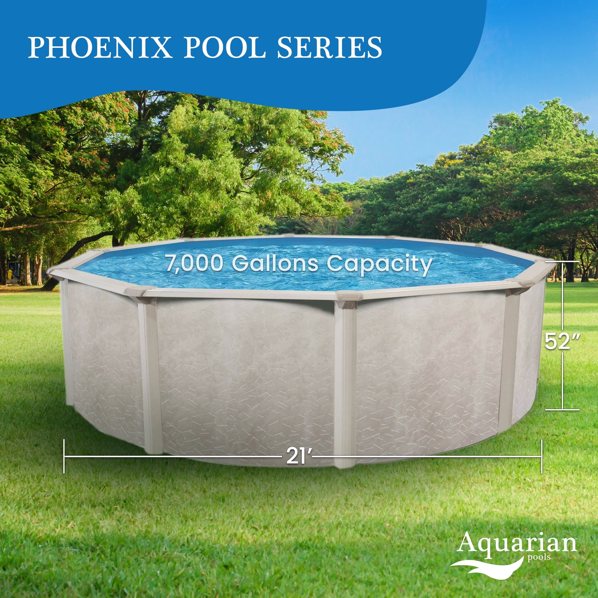 Aquarian Phoenix 18' x 52 Steel Frame DIY Family Size Above Ground Pool