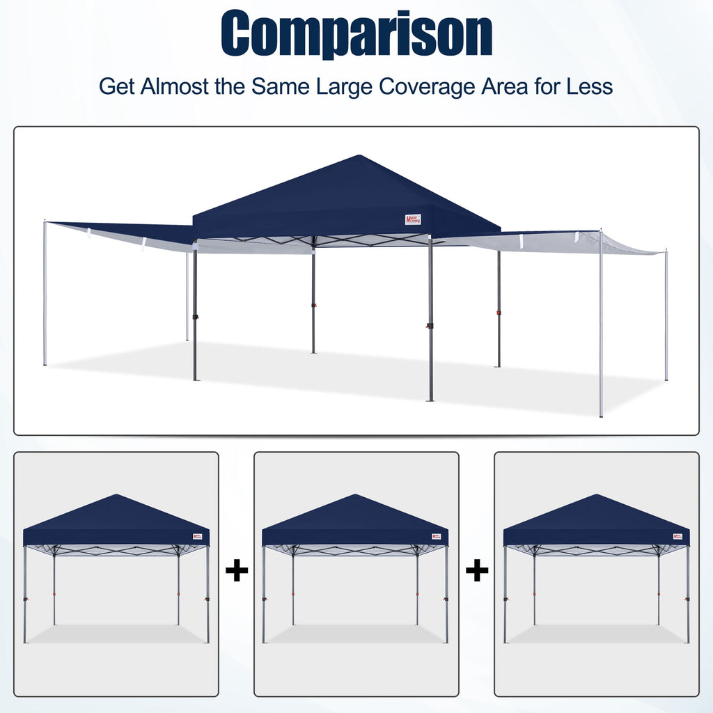 MASTERCANOPY 10 x 10ft Pop-up Canopy Tent with 2 Detachable Side Shades, White