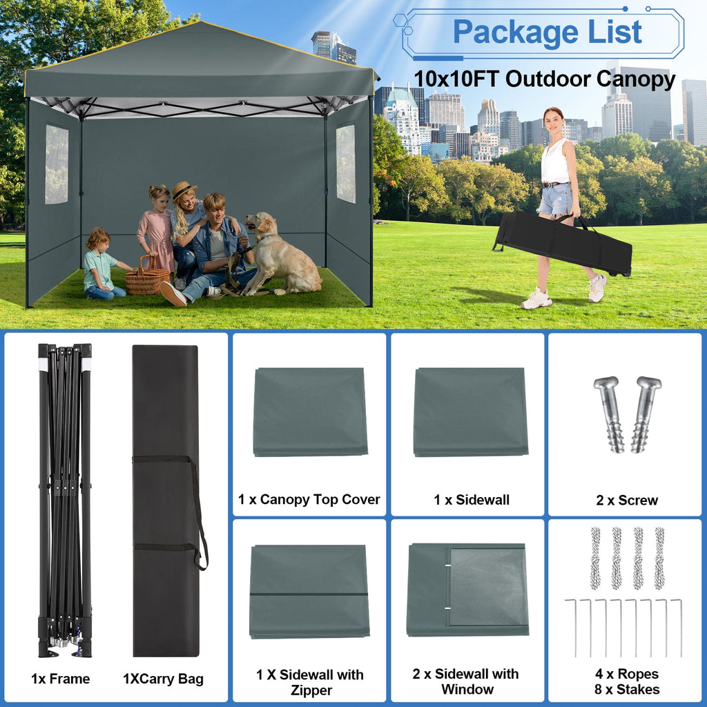 HOTEEL Pop up Canopy Tent 10x10 Commercial Instant Canopy with 4 Sidewalls & Carry Bag,Portable Tent for Parties Beach Camping Party Event Shelter Sun Shade,Dark Blue