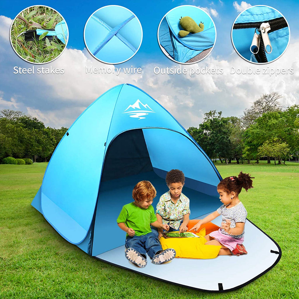 Pop up Beach Tent,  1-2 Person Portable Sun Shelter with UV 50+ Protection for Seaside and Picnic, Sky Blue