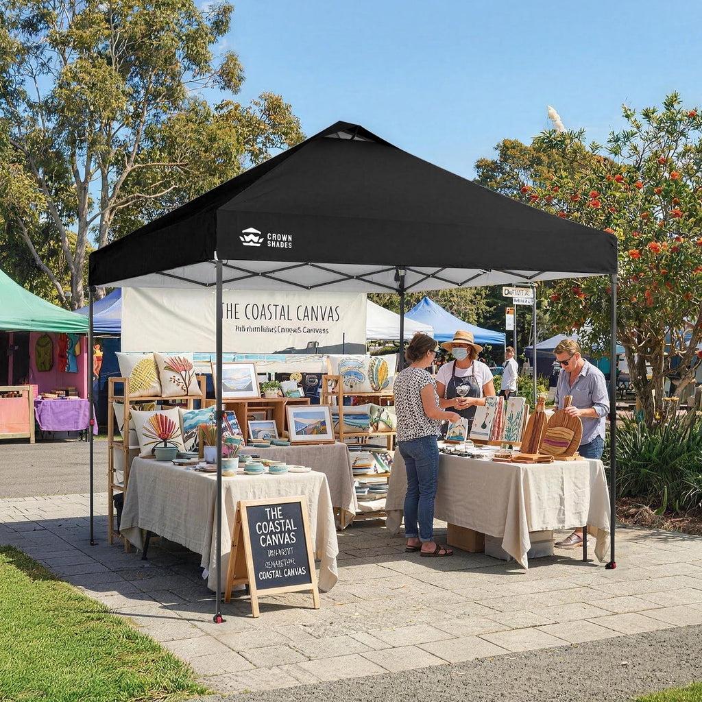 CROWN SHADES 10x10 Pop Up Canopy Patented Center Lock One Push Instant Outdoor Canopy Tent Grey