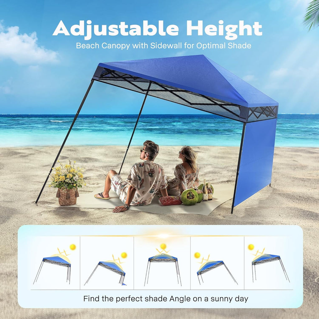SPECSTAR 8'x8' Slant Leg Canopy Tent with Central Lock Design, Perfect for Camping, Party, Yard, and Beach Events, Beige (6x6ft Canopy Cover)