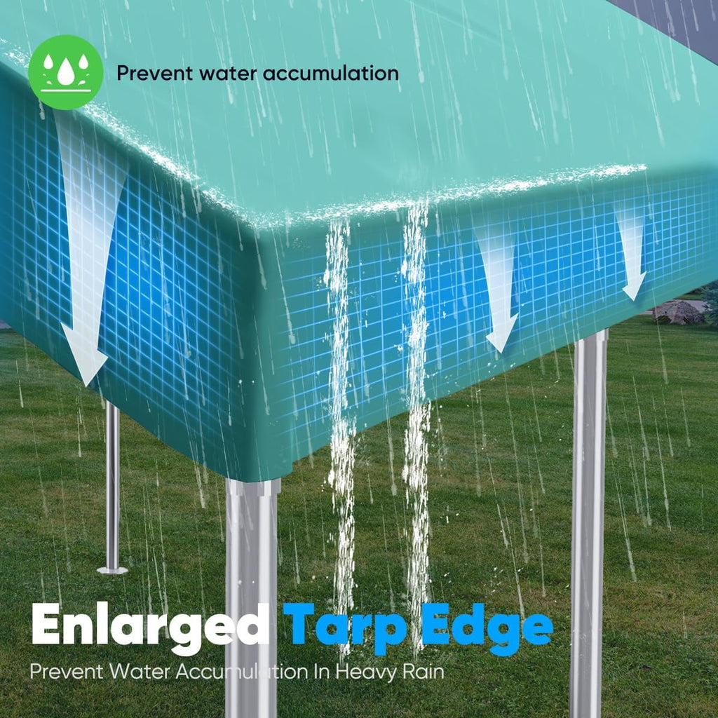 Quictent 10x20 ft Heavy Duty Carport Canopy Galvanized Car Tent Outdoor Garage Boat Shelter with Reinforced Structure, No Sidewall - White
