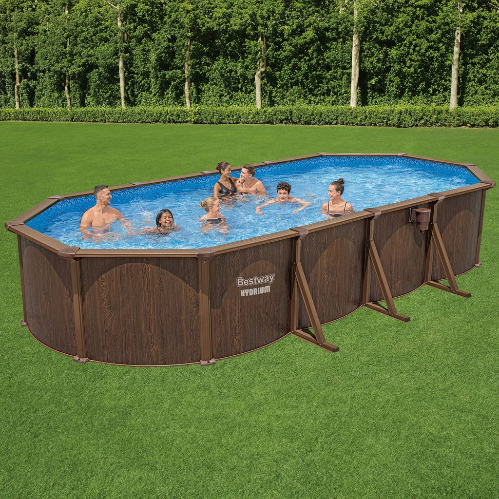 Bestway Hydrium 24' x 12' x 52 Steel Side Wall Above Ground Pool w/ Sand Pump & Accessories