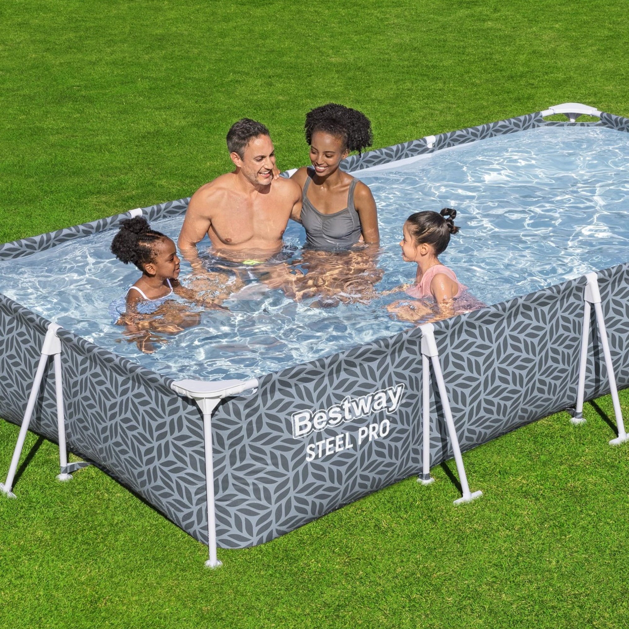 Bestway Steel Pro Rectangle Above Ground Pool Set, 12' x 6'7 x 26