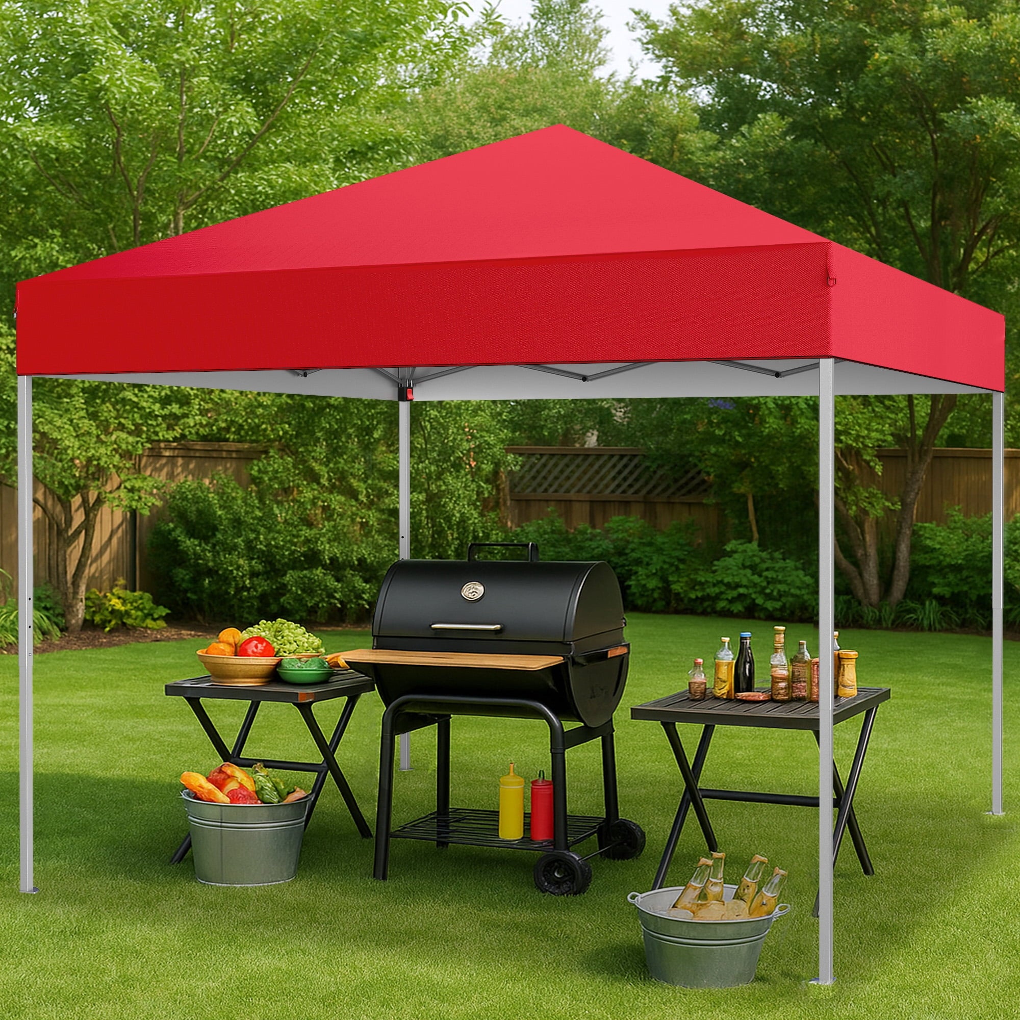 GVDV Canopy Tent, 10x10 ft Easy Pop up Outdoor Canopy Tent, Portable Straight Leg Gazebo Instant Canopy, Blue