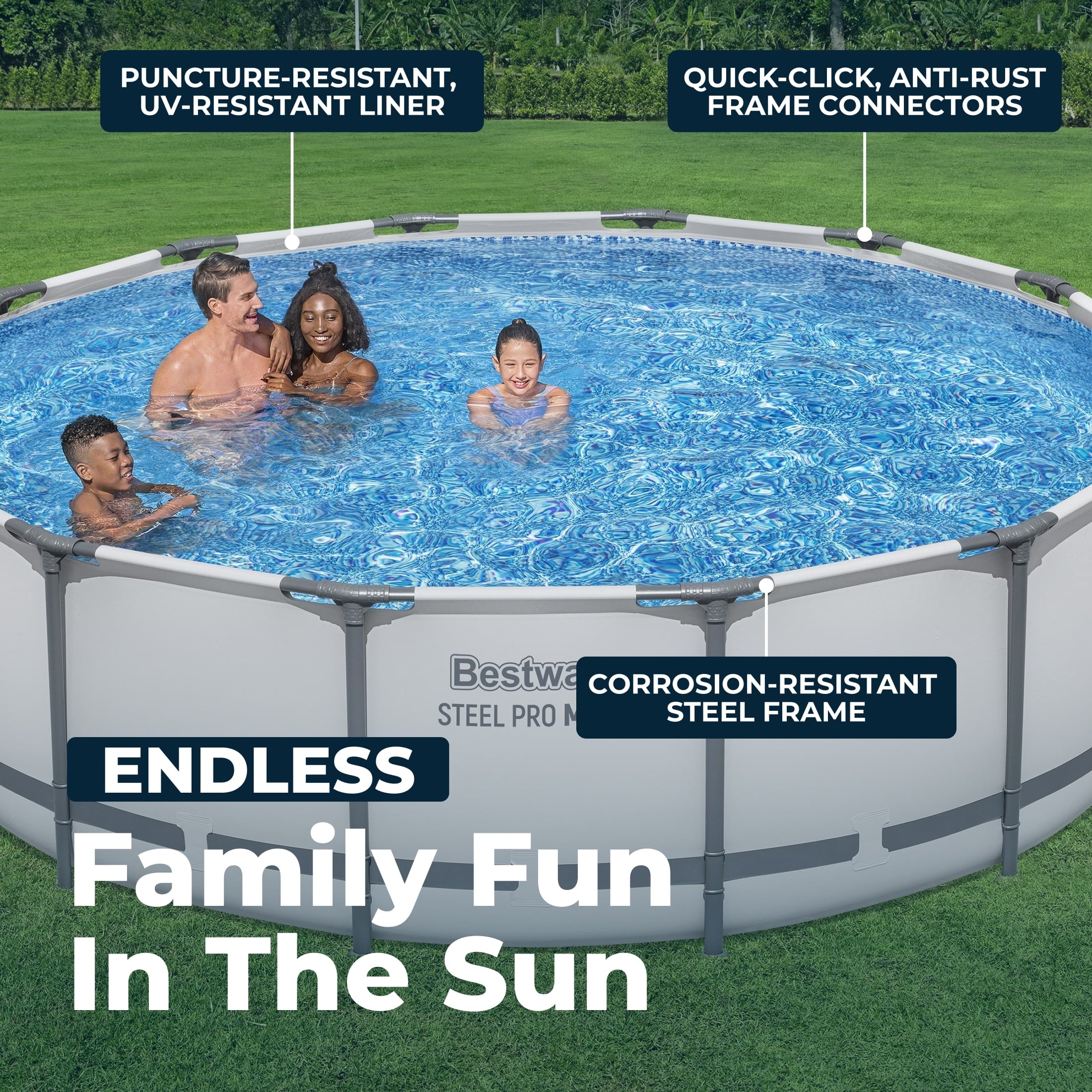 Bestway Steel Pro MAX 15'x42 Metal Frame Above Ground Pool Set w/ Pump, Ladder, & Cover