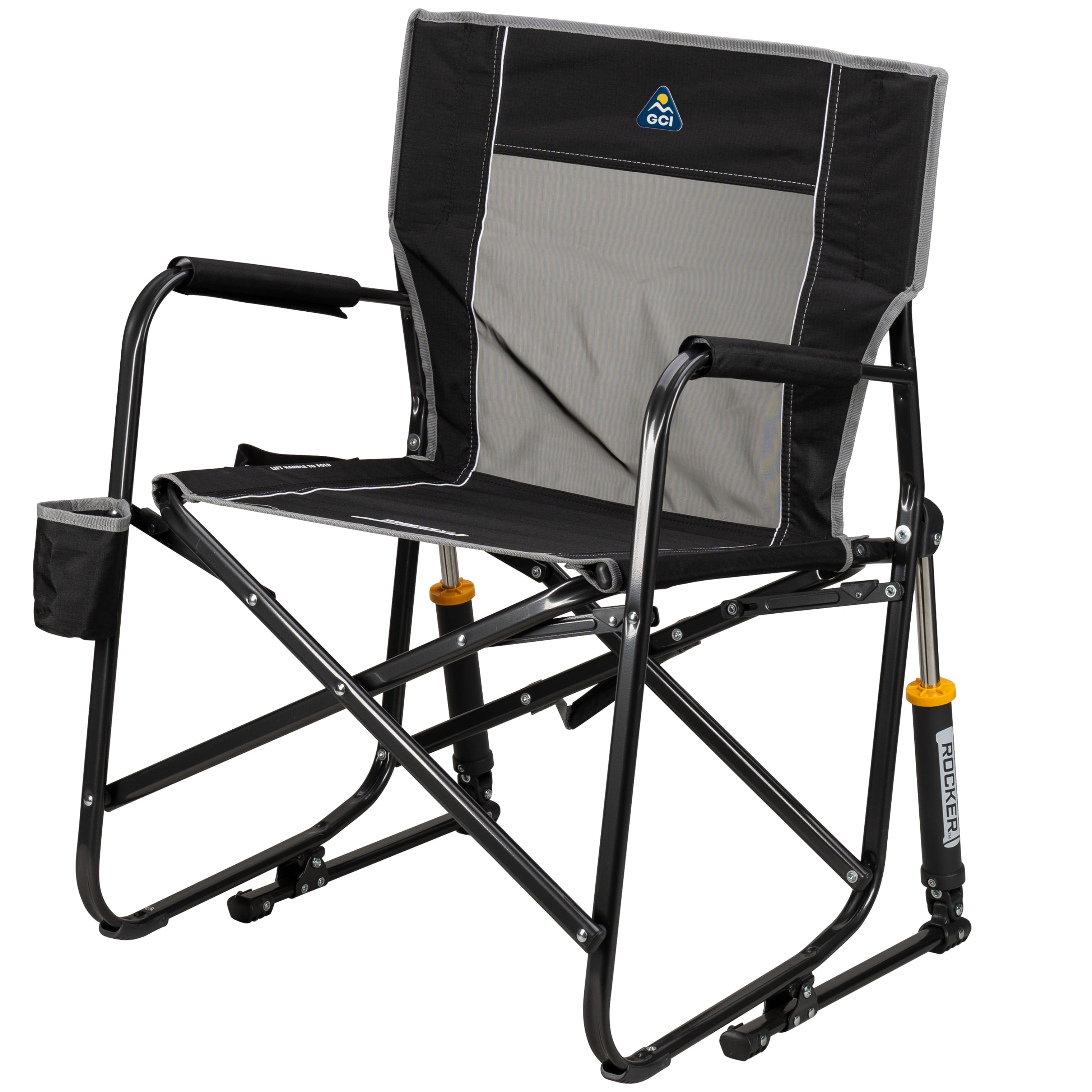 GCI Outdoor Freestyle Rocker Foldable Rocking Camping Chair, Black