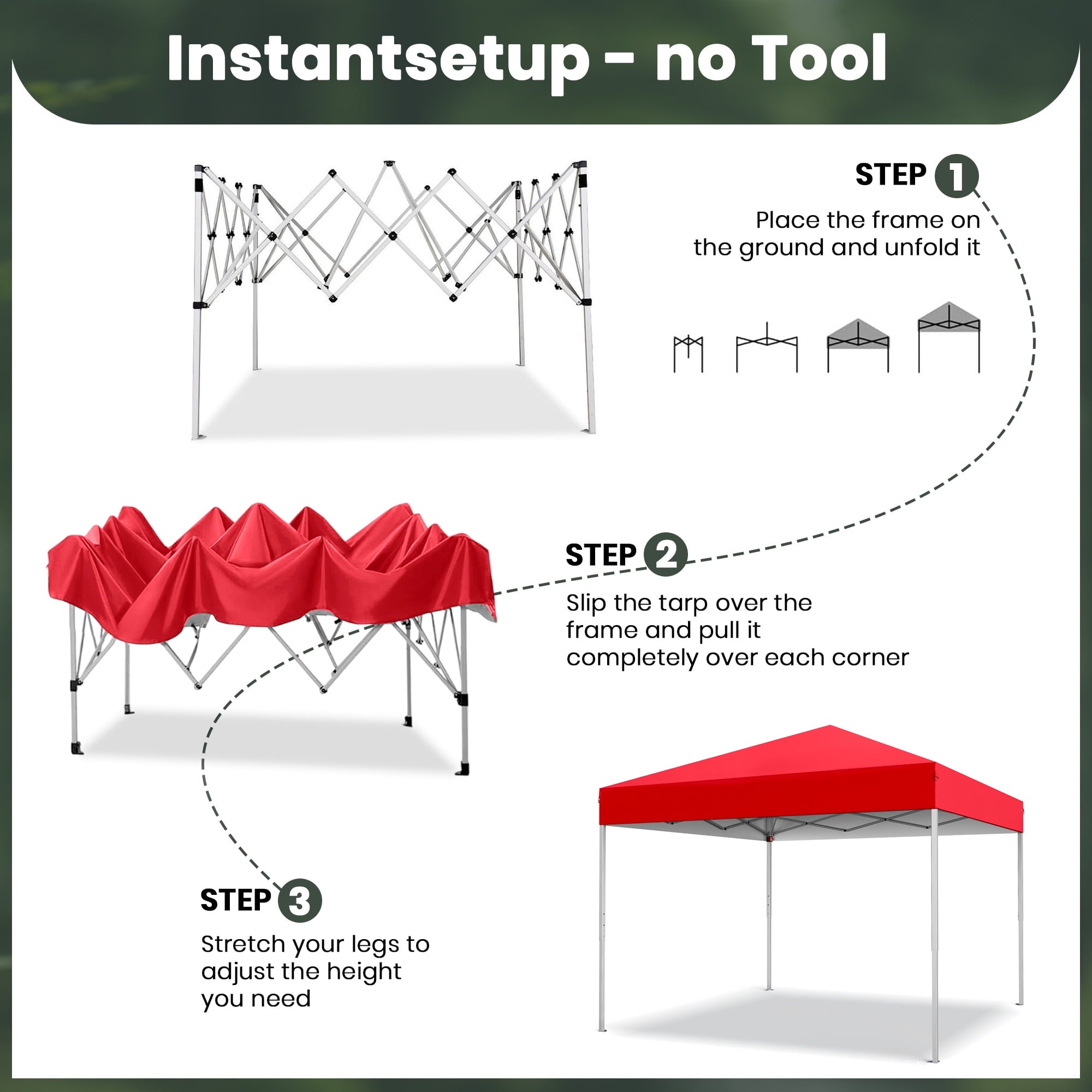 GVDV Canopy Tent, 10x10 ft Easy Pop up Outdoor Canopy Tent, Portable Straight Leg Gazebo Instant Canopy, Blue