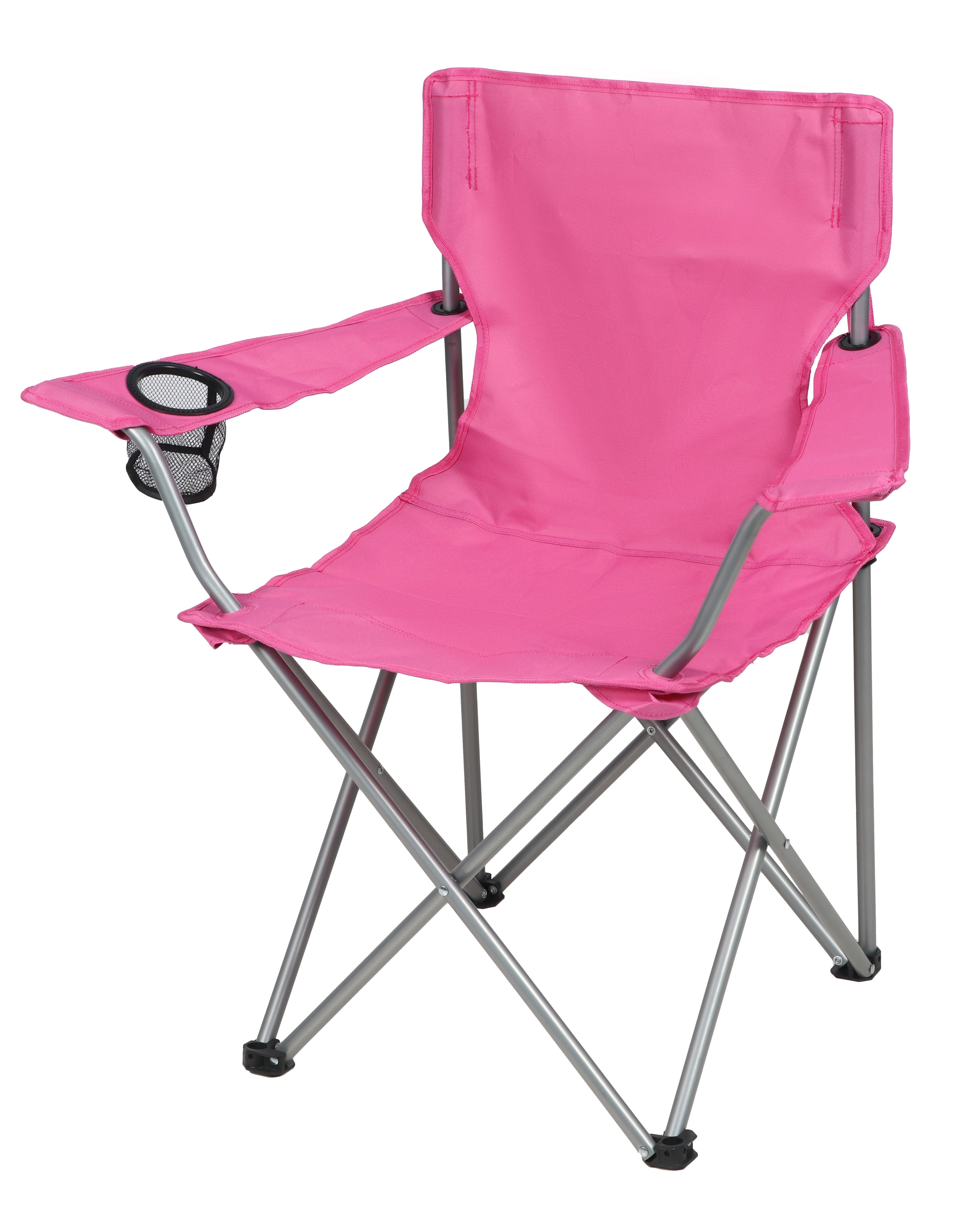Ozark Trail Quad Folding Camp Chair with Cup Holder, Black