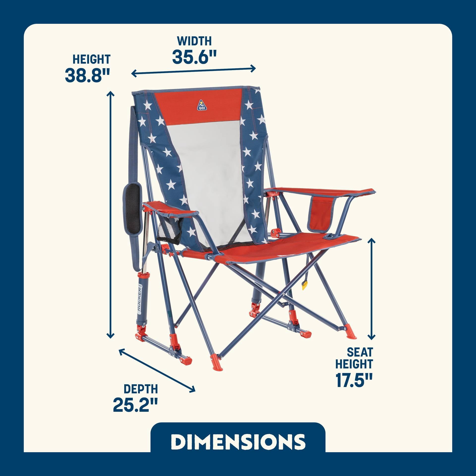 GCI Outdoor Comfort Pro Rocker Camping Chair with Mesh Backrest, Pastel Green Colorblock