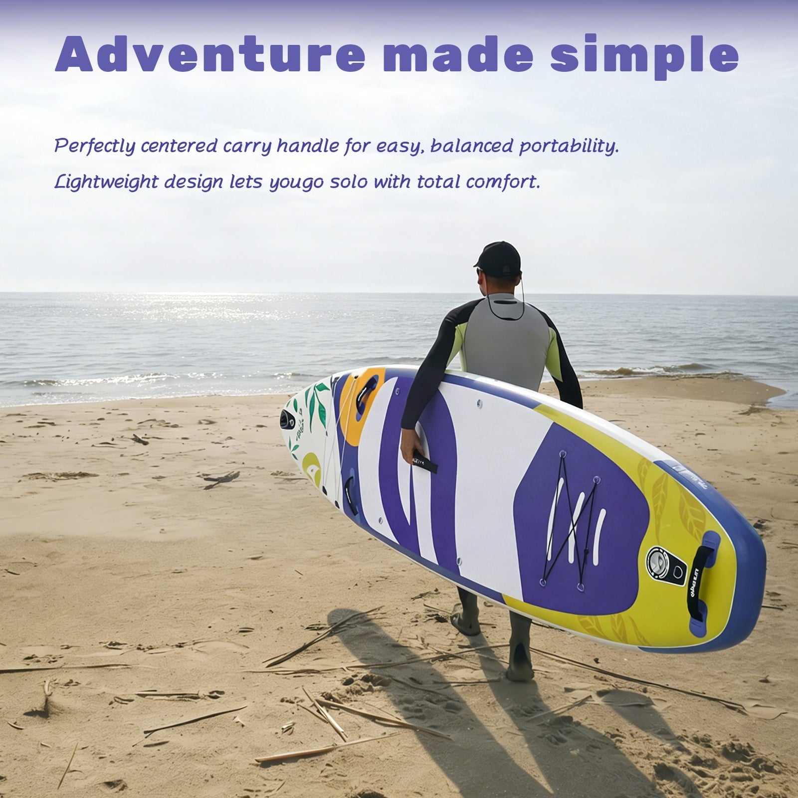 Quashley Inflatable Paddle Board 11' x 34 Wide All-Around SUP with Paddle, Pump, Backpack & Leash