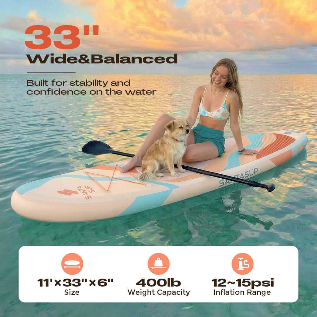 Santasup Blow Up Paddle Board Inflatable Paddle Board For Adults, 10ft Stand Up Paddleboard, Sup Board With Sup Accessories, Non-Slip Deck, Adjustable Paddle, Travel Backpack Wide Stance Pink
