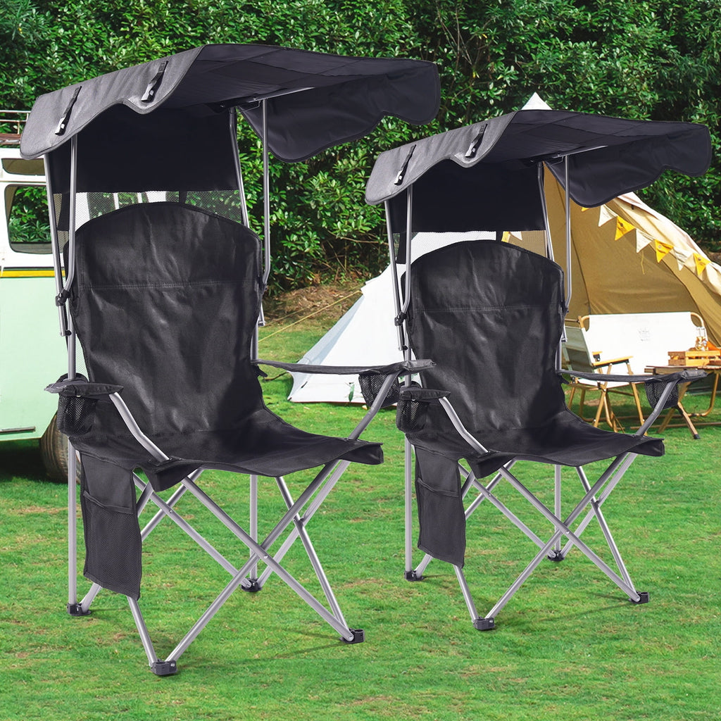 VTOY Camping Chair with Canopy Portable Canopy Camping Chairs with Shade for Outside Folding Beach Chairs with Shade for Adults(Olive Green)