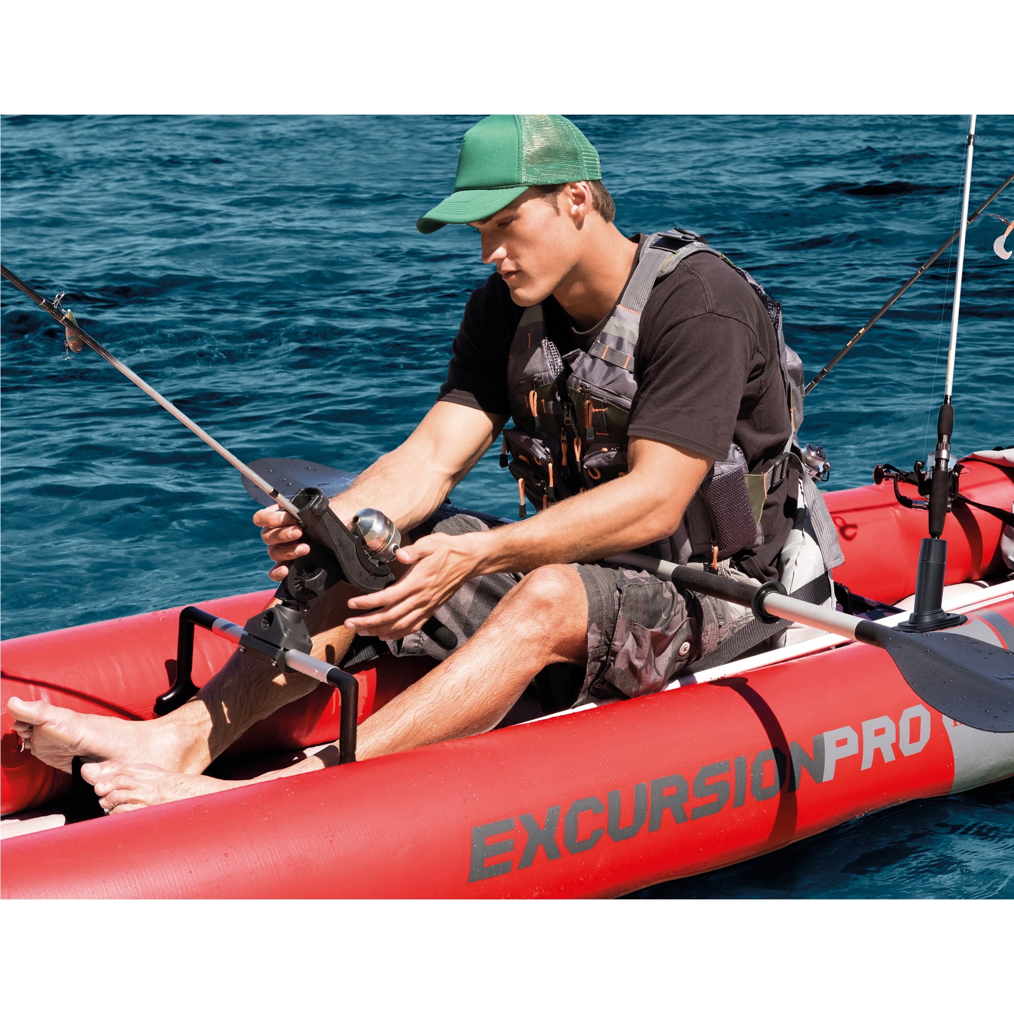Intex Excursion Pro Inflatable 2 Person Vinyl Kayak with 2 Oars and Pump