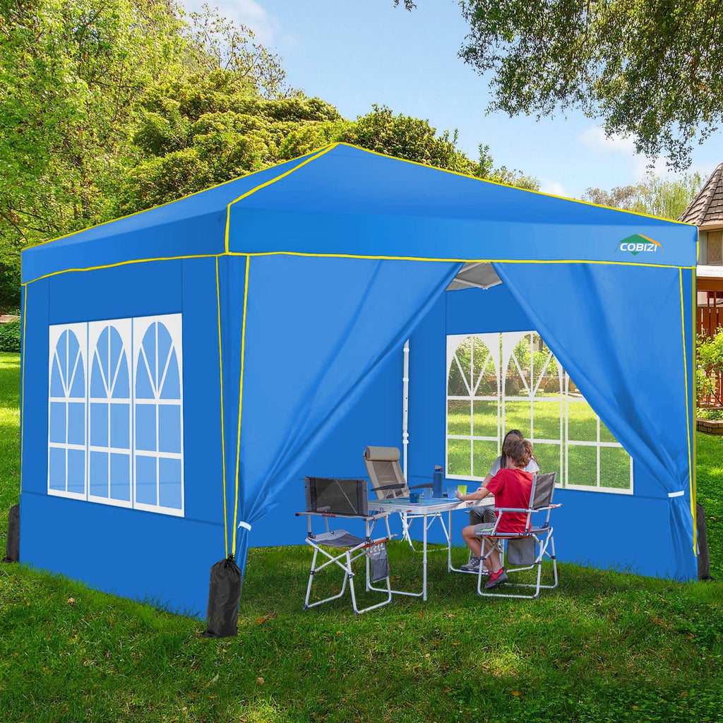 HOTEEL Pop up Canopy Tent 10x10 Commercial Instant Canopy with 4 Sidewalls & Carry Bag,Portable Tent for Parties Beach Camping Party Event Shelter Sun Shade,Dark Blue