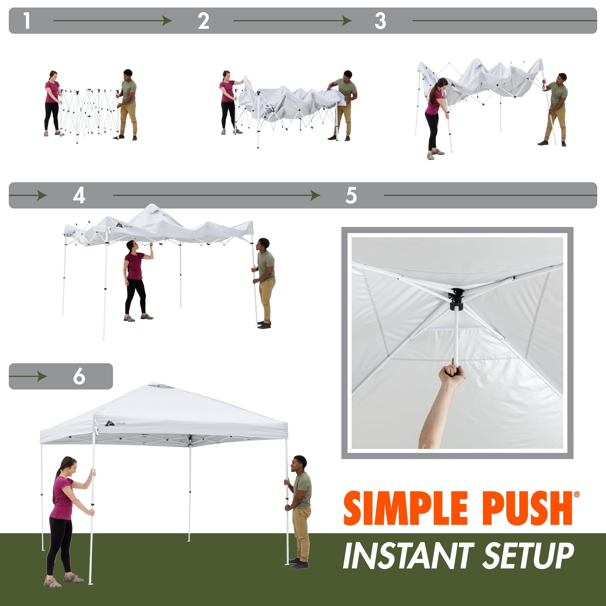 Ozark Trail 10x10 Instant Pop Up Canopy Tent with Simple Push Setup – Straight Leg Pop-Up Tent for Tailgating, Camping & Events, Gold