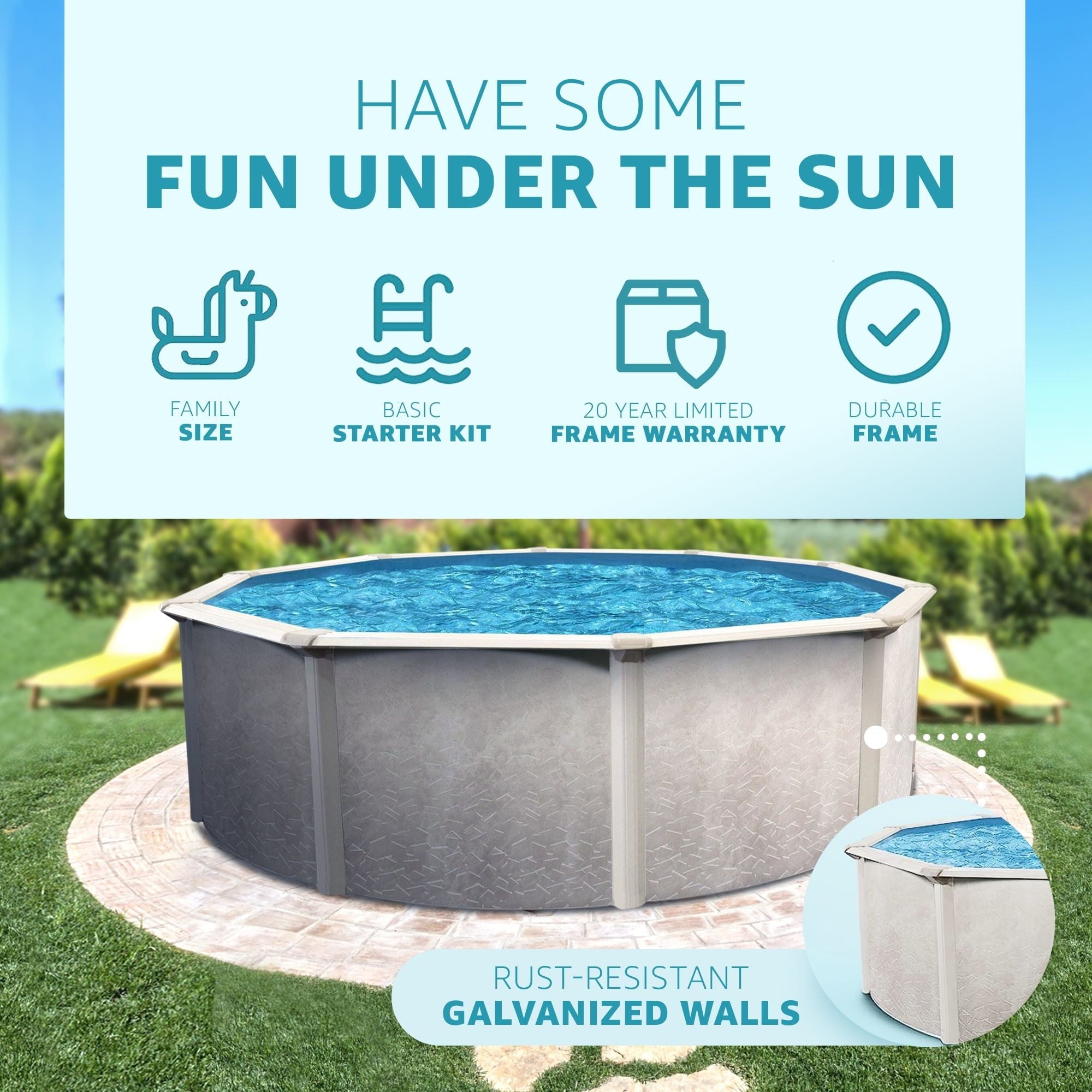 Aquarian Phoenix 18' x 52 Steel Frame DIY Family Size Above Ground Pool