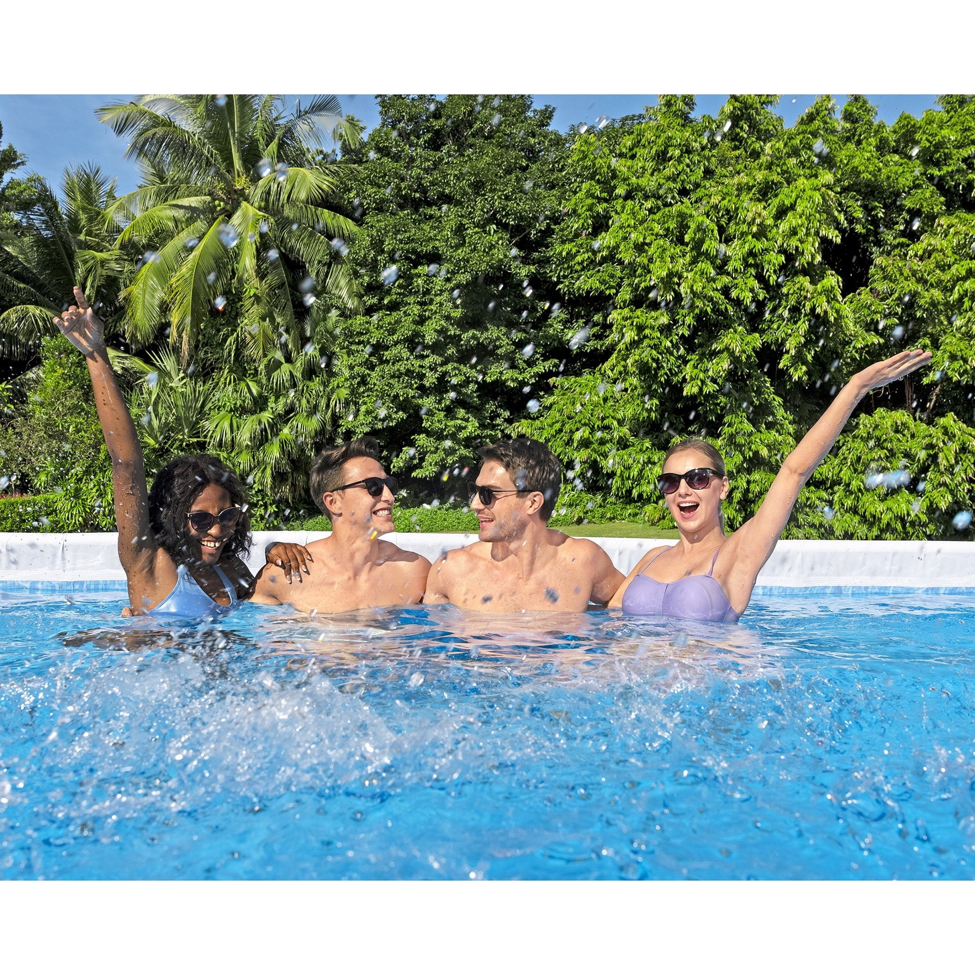 Bestway Power Steel 24’ x 12' x 52” Metal Frame Above Ground Pool, Gray