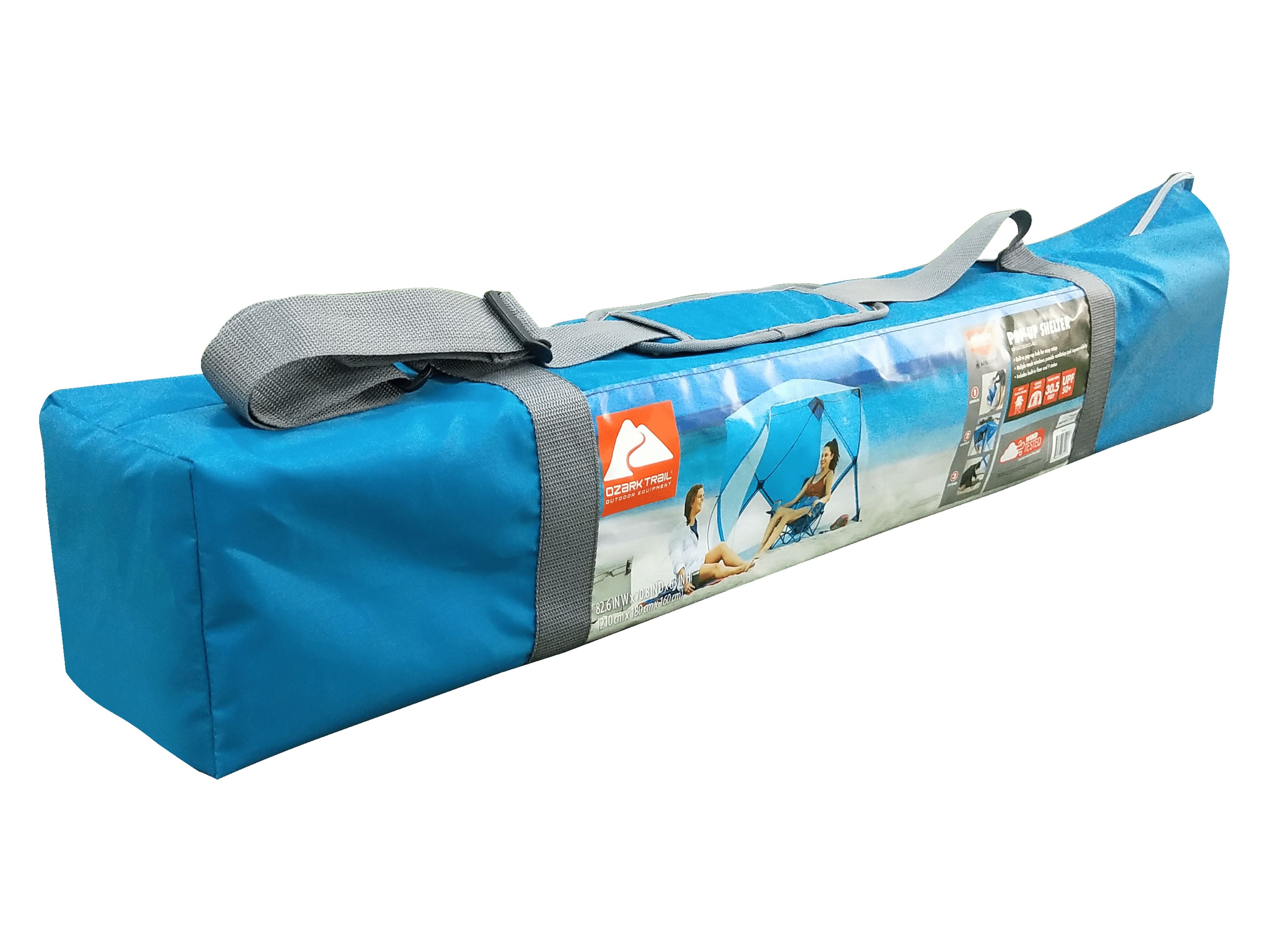 Ozark Trail 82 x 70 Pop Up Beach Shelter, with UPF50+ Protection, Blue