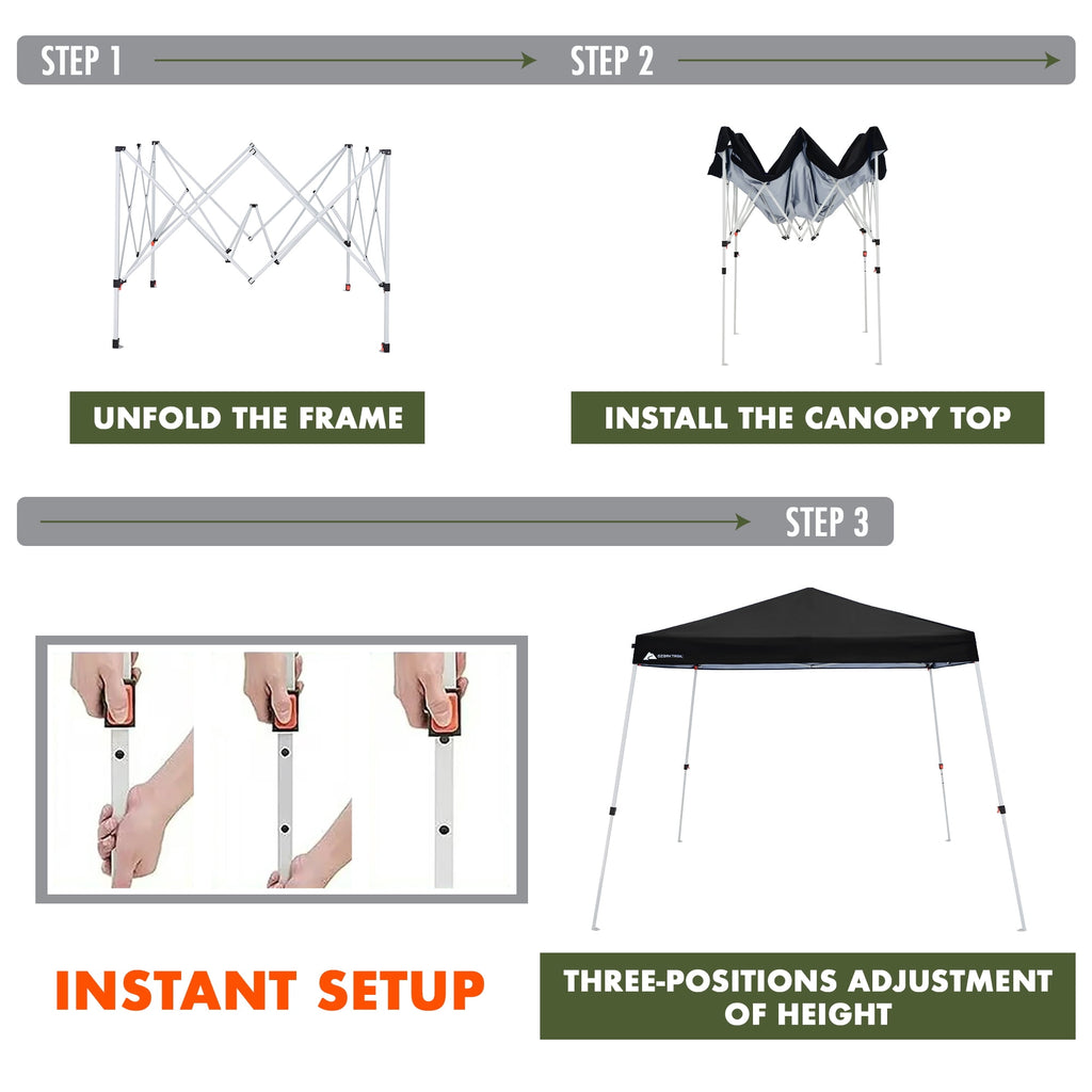 Ozark Trail 10' x 10' Instant Slant Leg Pop-up Outdoor Canopy, Blue
