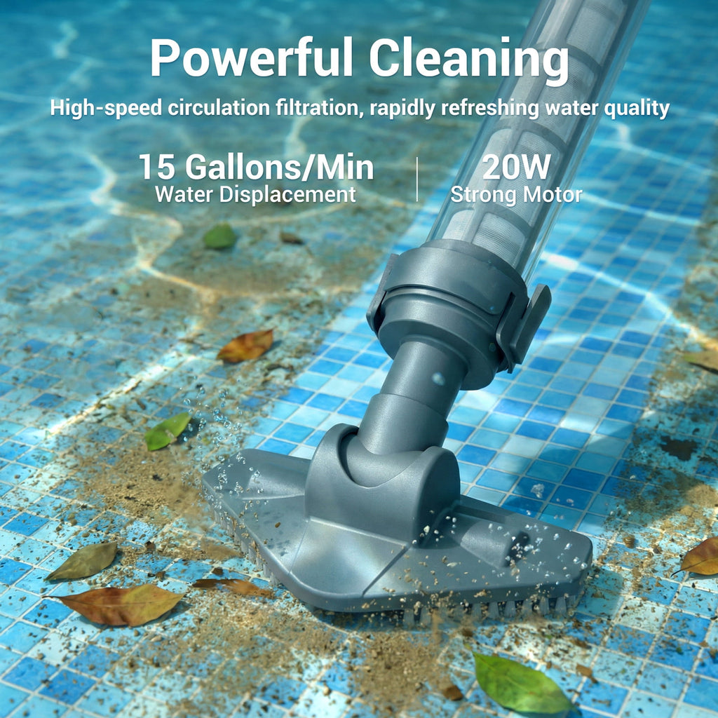 Efurden Cordless Pool Vacuum, Handheld Pool Vacuum with Running Time up to 60-Minutes for Small Above Ground Pools, Hot Tubs and Spas (Green)