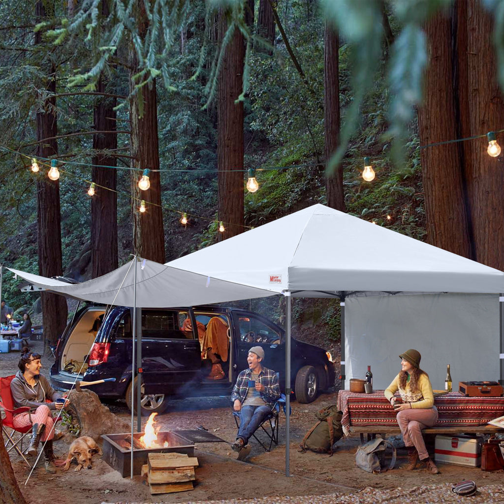 MASTERCANOPY 10 x 10ft Pop-up Canopy Tent with 2 Detachable Side Shades, White