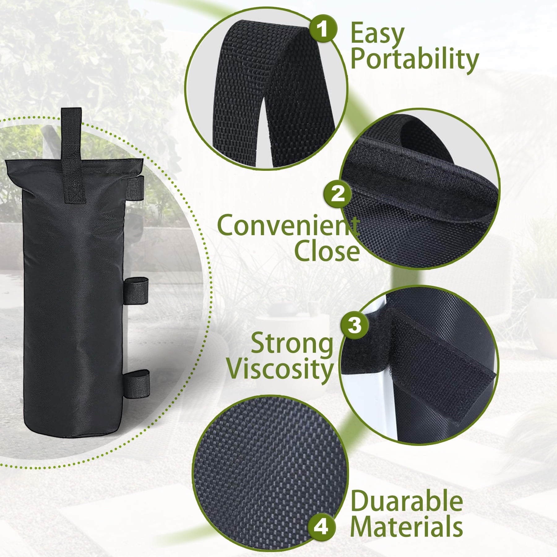 VentuLodge Canopy Weights Sand Bags: High-Capacity 112 LBS, Durable for Pop Up Canopy Tents, Outdoor Instant Sun Shelters, Patio Umbrellas, 4-Pack Set, Sand Not Included
