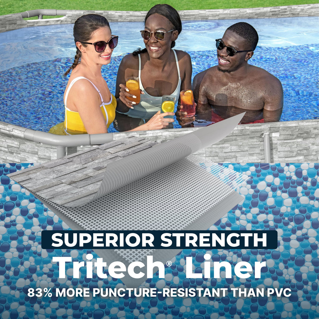 Bestway Power Steel Swim Vista 14’ x 8'2 x 39.5” Metal Frame Above Ground Pool, Stone