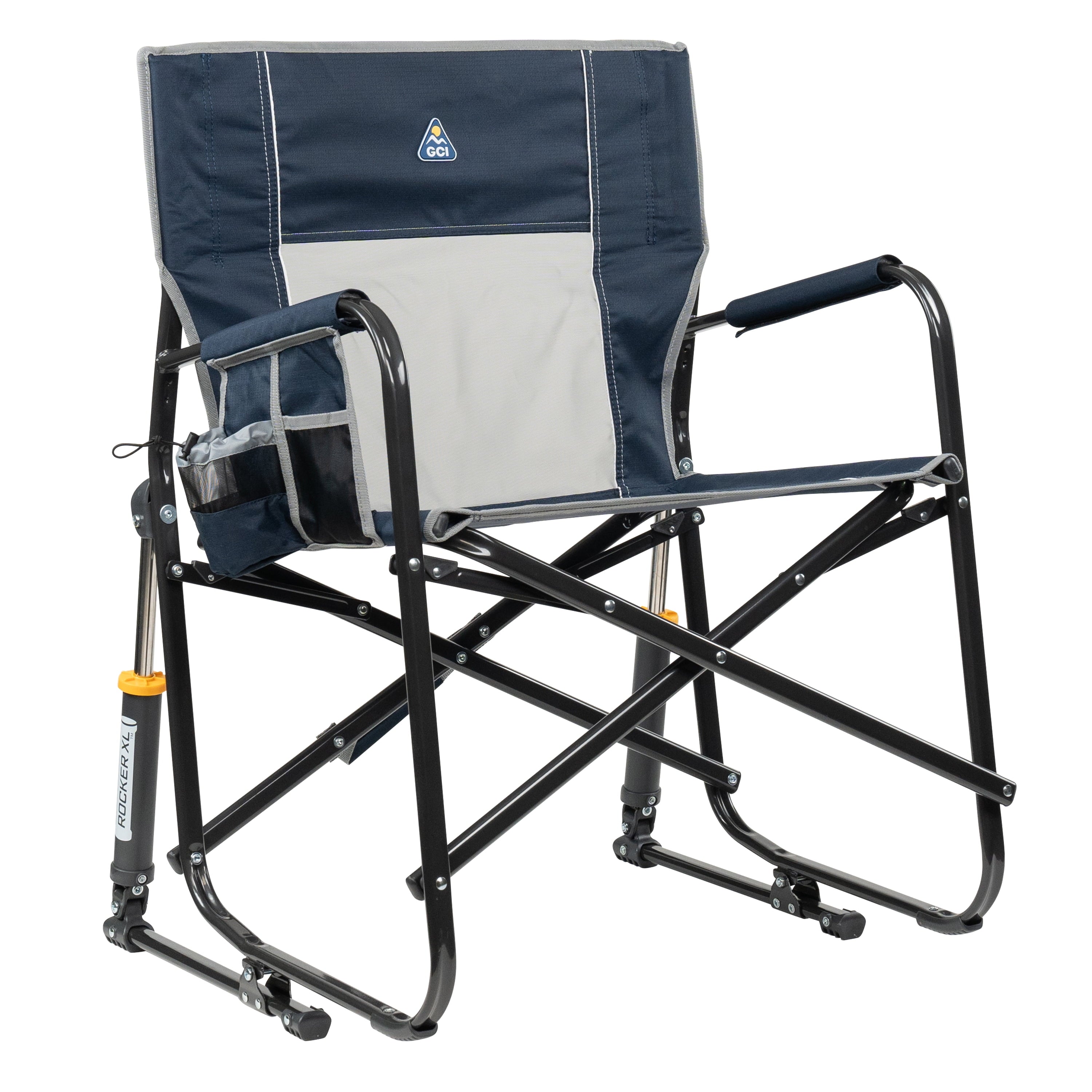 GCI Outdoor Freestyle Rocker XL Oversized Foldable Rocking Camp Chair, Pewter