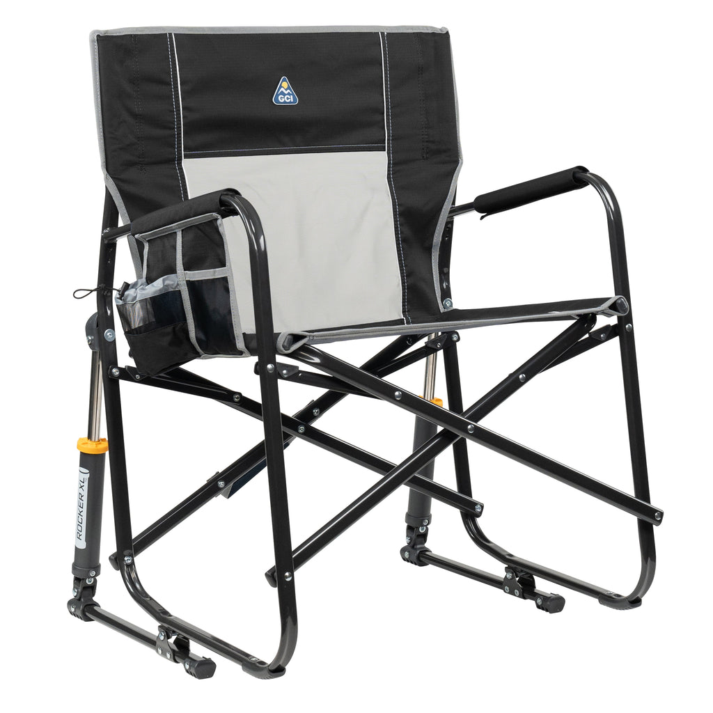 GCI Outdoor Freestyle Rocker XL Oversized Foldable Rocking Camp Chair, Pewter