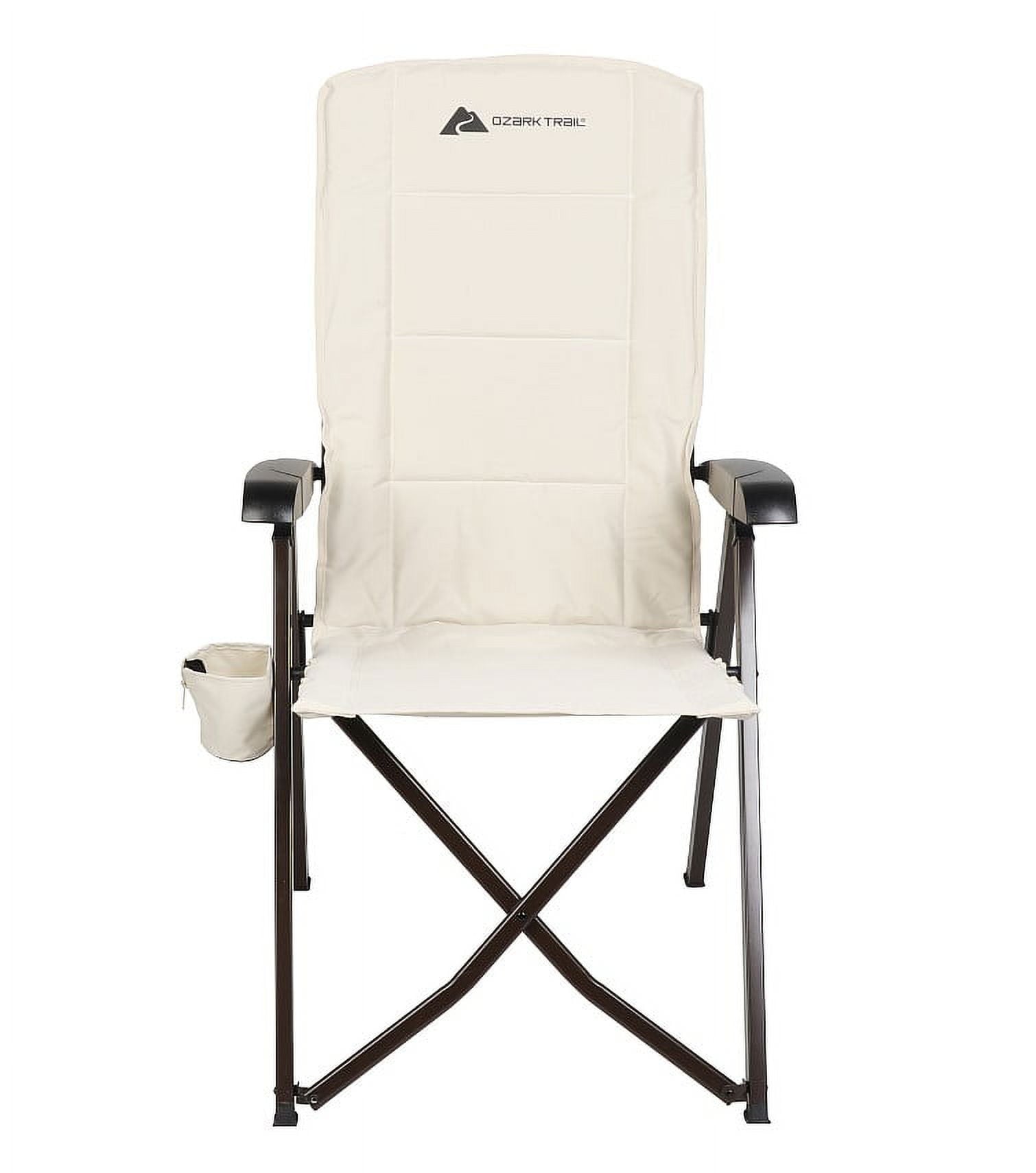 Ozark Trail Glamp High Back Reclining Lounge Chair with Adjustable Armrests, Creme