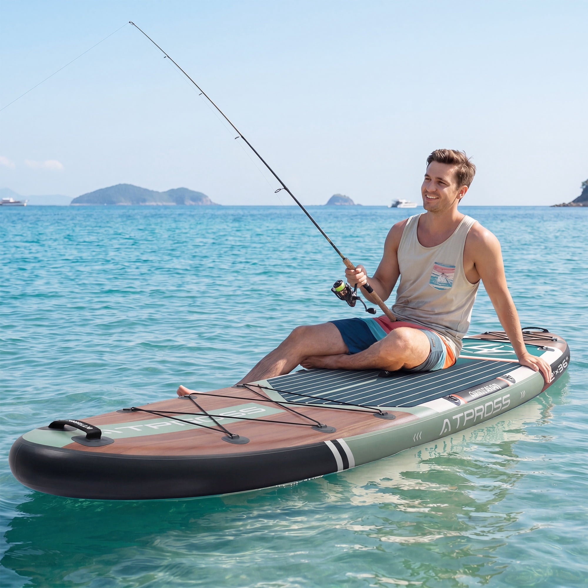 Ultifit Inflatable Paddle Board Extra Wide 500 Lbs Capacity Anti-Slip Design with SUP Accessories and Seat 12' x 36