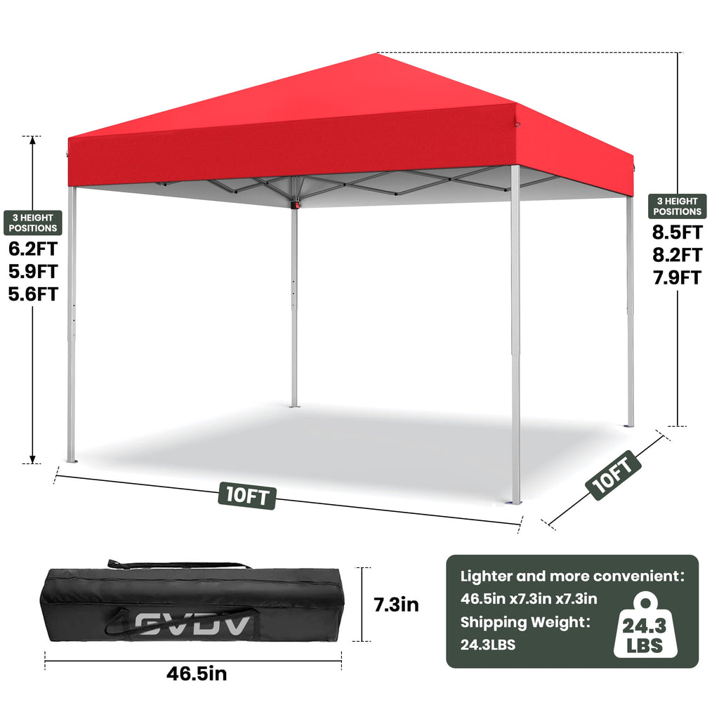 GVDV Canopy Tent, 10x10 ft Easy Pop up Outdoor Canopy Tent, Portable Straight Leg Gazebo Instant Canopy, Blue