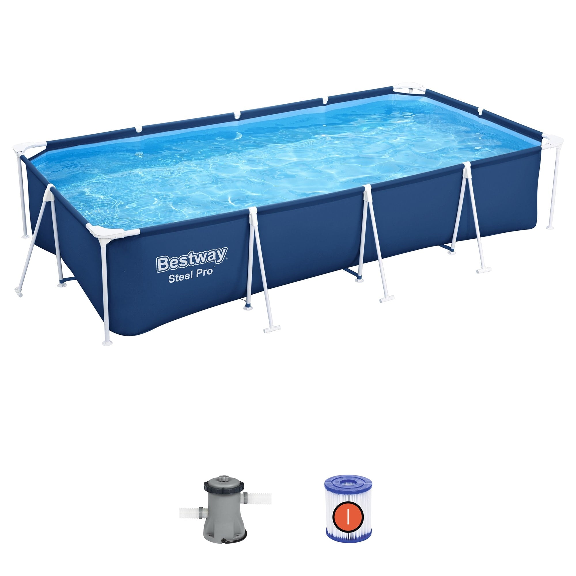 Bestway Steel Pro Rectangle Above Ground Pool Set, 12' x 6'7 x 26