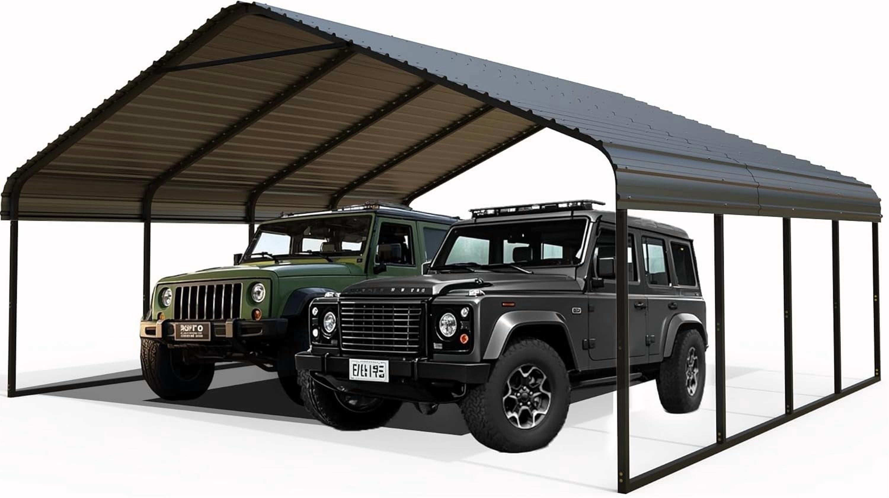 Heavy-Duty 10x20 ft Carport Garage, All-Weather Protection for RV, Boat, Car & Truck, Portable Shelter with Wind & Rust Resistance