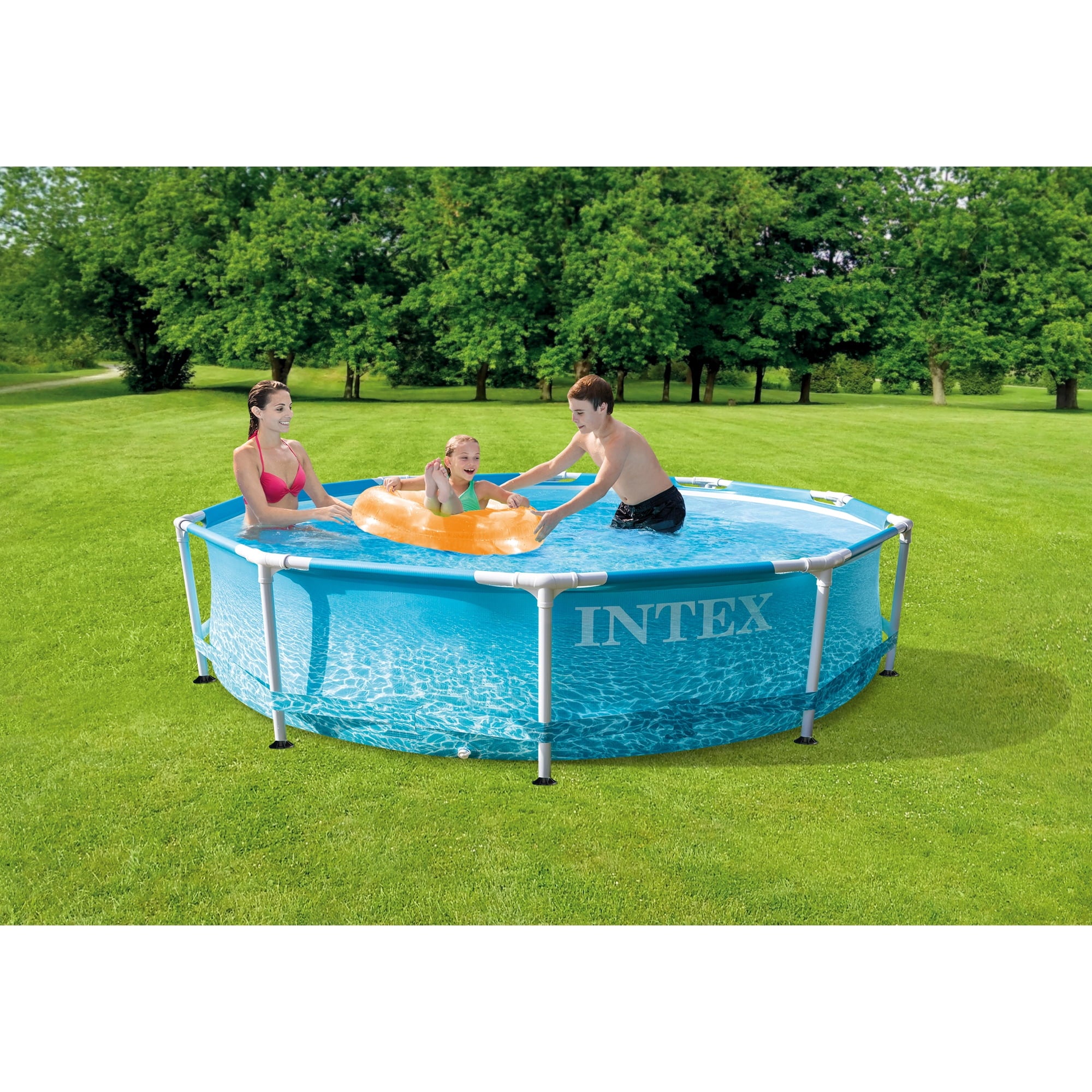Intex: Beachside Metal Frame Pool - 10' x 30 - Above Ground Swimming, Puncture-Rust Resistant, T-Joint Setup, Family Water Play, 1185 Gal, 28206EP