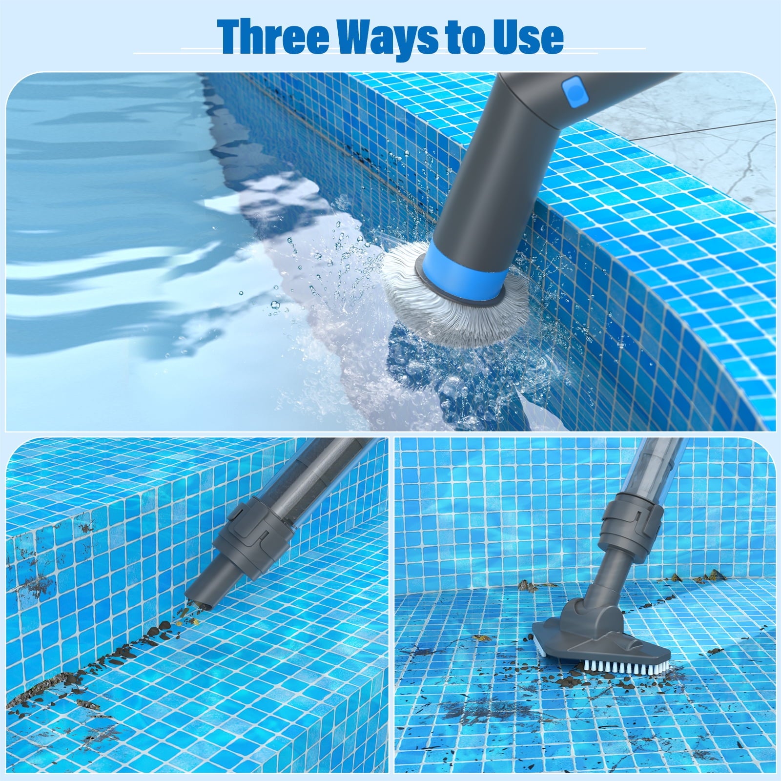 Efurden Cordless Pool Vacuum, Handheld Pool Vacuum with Running Time up to 60-Minutes for Small Above Ground Pools, Hot Tubs and Spas (Green)
